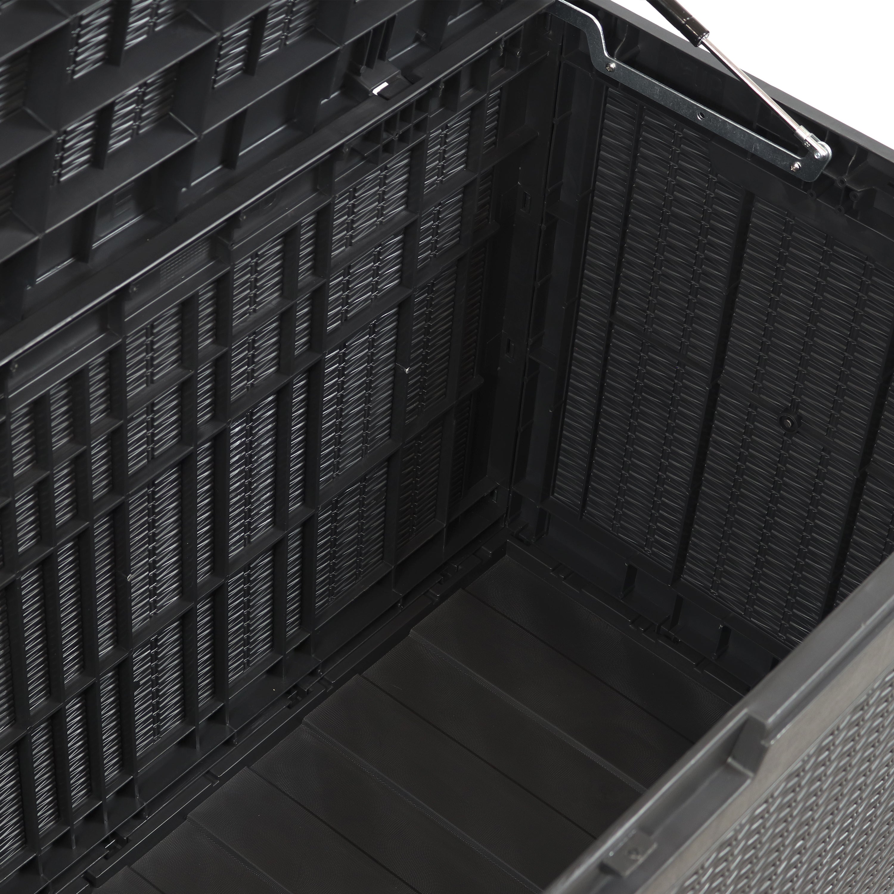 Lockable 100 Gallon Outdoor Deck Storage Box - Waterproof Faux Rattan Design by Sunnydaze - Perfect for Patio, Garden & Poolside Storage