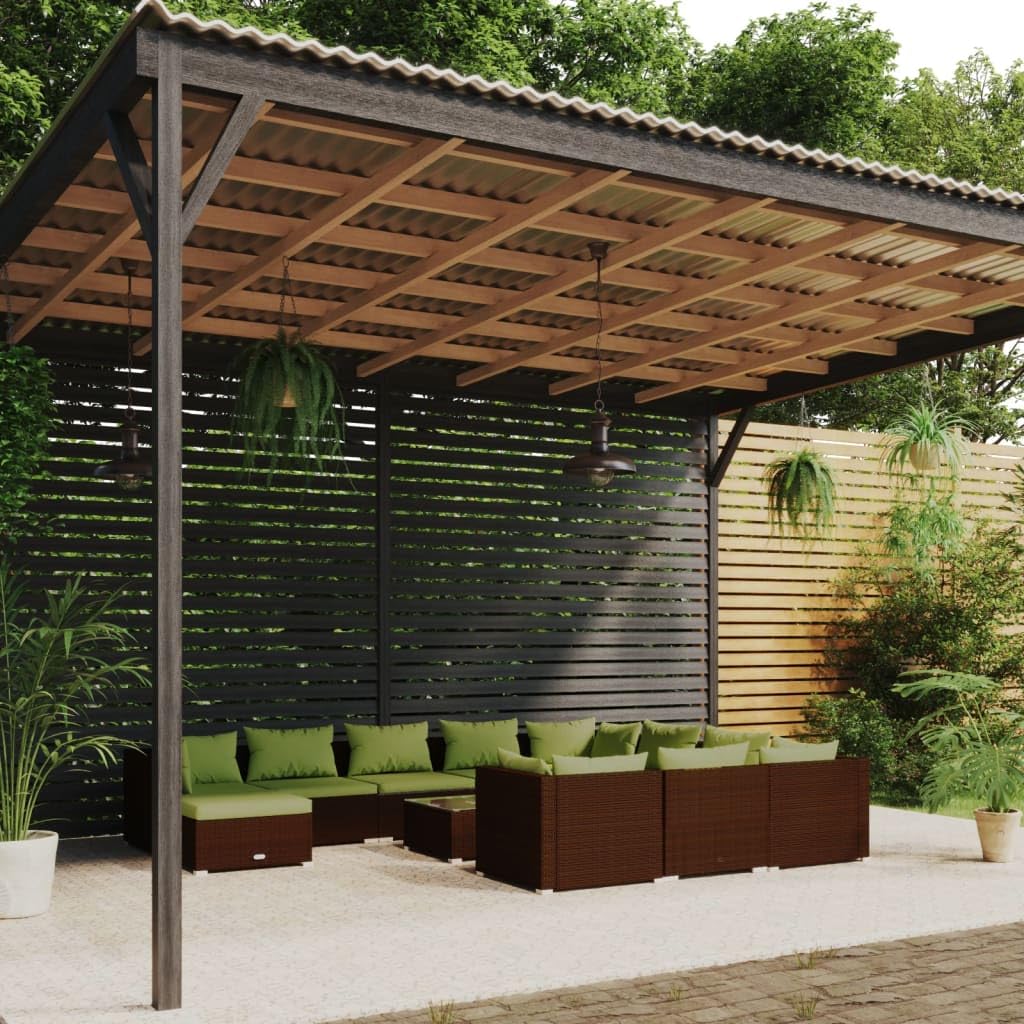 12-Piece Patio Lounge Set with Cushions - Weather-Resistant Brown Poly Rattan & Sturdy Steel Frame - Modular Outdoor Furniture for Garden, Backyard, Poolside & Patio Relaxation