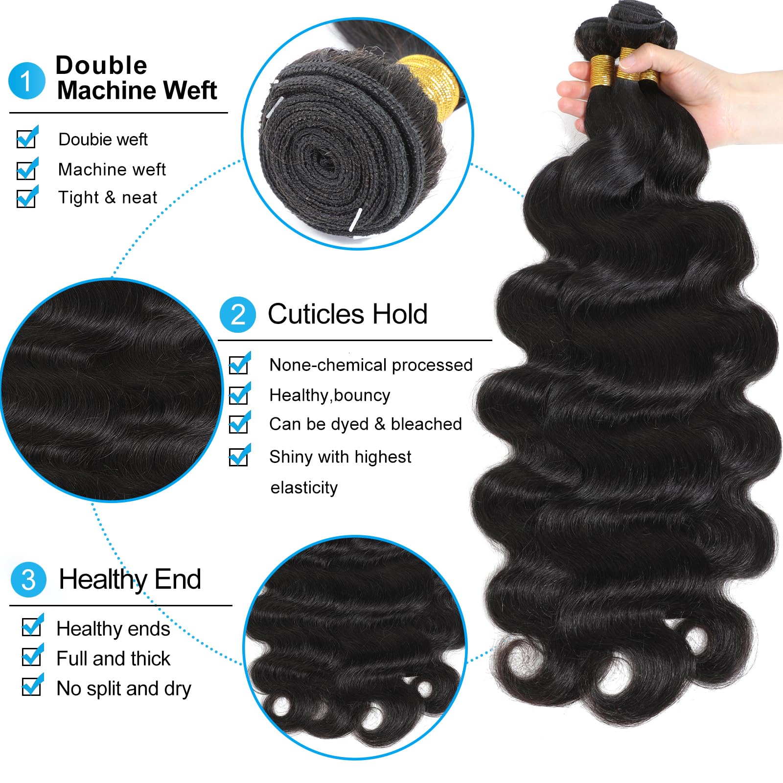 YAREESONG 40 Inch Brazilian Body Wave Human Hair Bundles - 12A Grade 100% Unprocessed Virgin Hair Wefts for Sew-in Extensions | Perfect for Salon Styling, Everyday Wear & Special Occasions