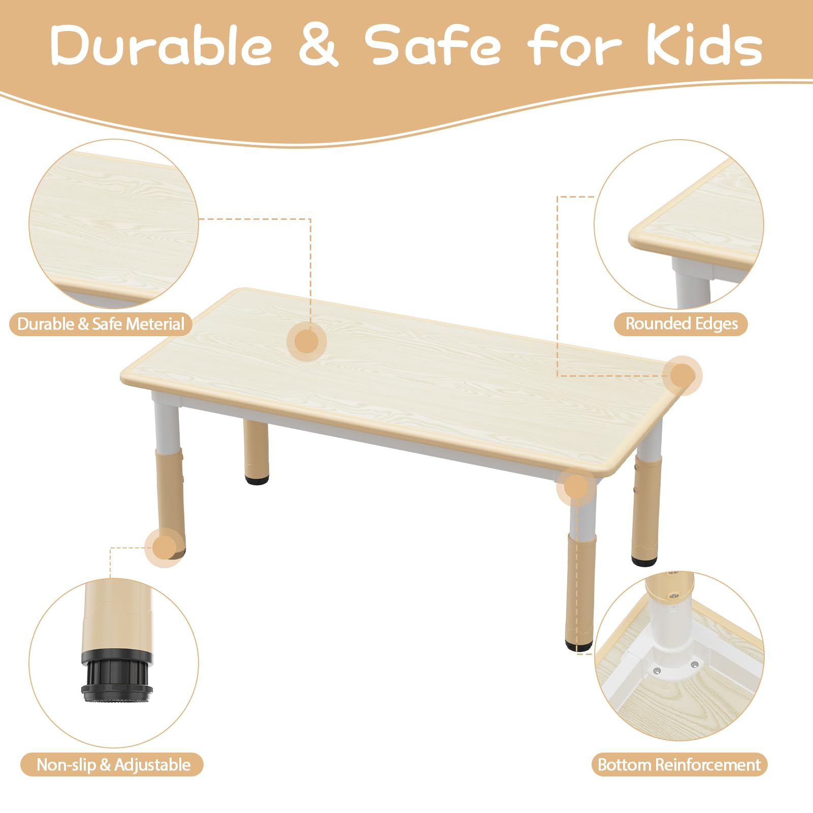 Adjustable Kids Table and Chair Set for Toddlers Ages 2-10 - 4-Piece Children's Activity Table with Graffiti Desktop & Non-Slip Legs - Perfect for Arts & Crafts, Daycare, Classroom and Home Learning Playtime