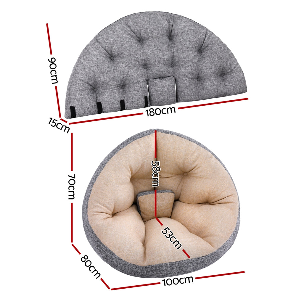 Comfortable Floor Lounge Day Bed Chair - Beige Sofa for Relaxing, Lounging & Napping - Perfect for Living Room, Bedroom or Nursery