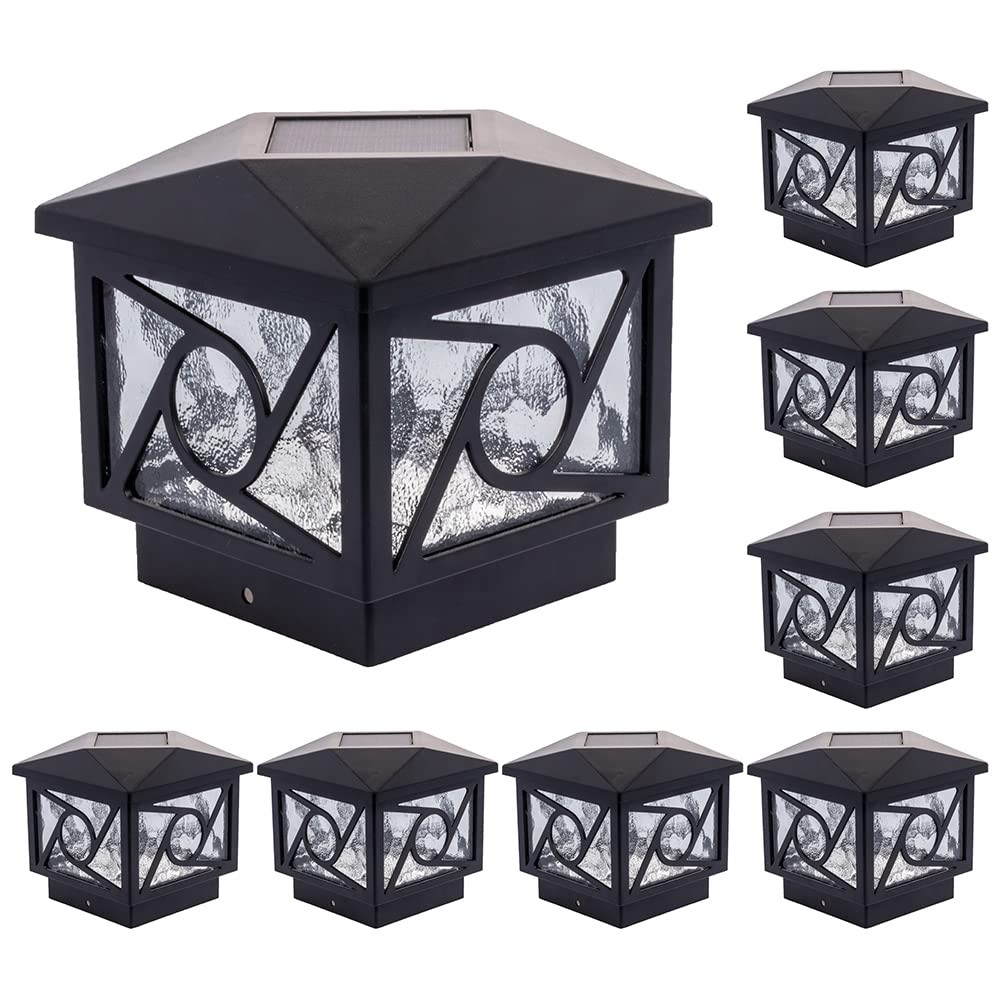 GreenLighting Solar Post Cap Lights - 12 Pack Black Waterproof LED Deck Lights for 4x4 & 5x5 Fence Posts - Outdoor Solar Powered Lighting for Patio, Garden, Pathway & Backyard Decoration