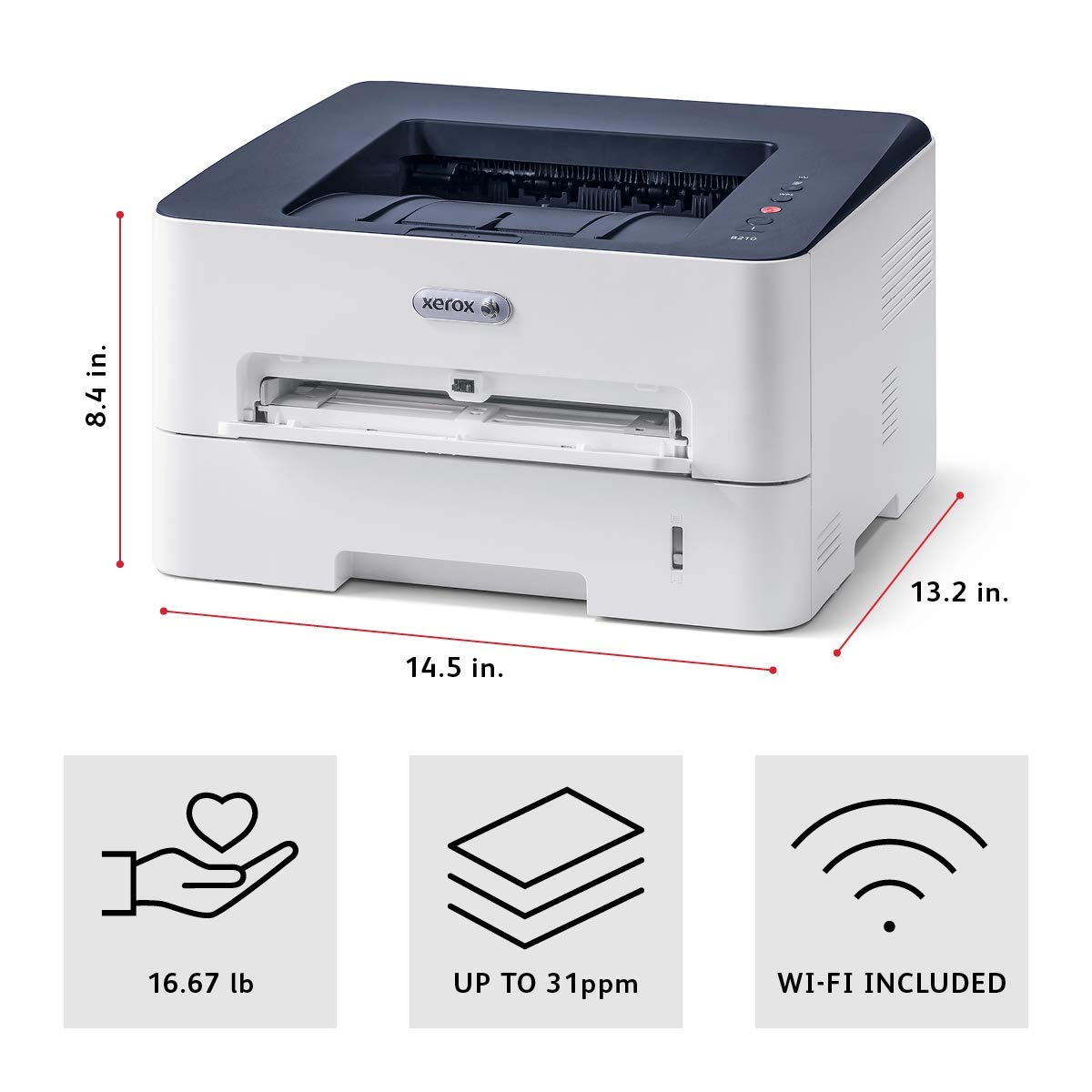 Xerox B210DNI Monochrome Laser Printer - Fast & Reliable Wireless Printing for Home & Office | Compact White Design for Small Workspaces