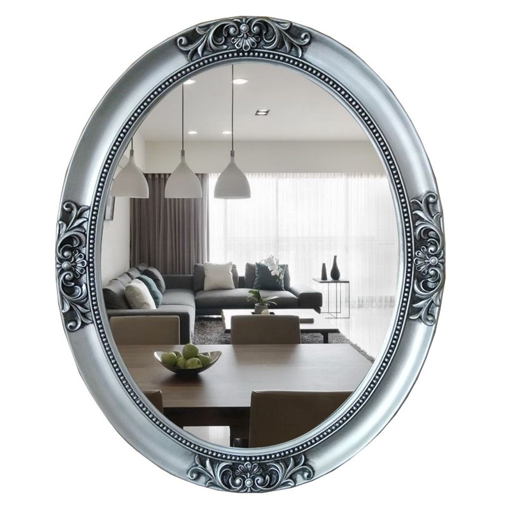 European Style Carved Oval Bathroom Mirror - Wall Mounted Vanity Mirror for Bathroom Decor, Modern Oval Toilet Mirror with Elegant Design (#4 Color) - Perfect for Powder Rooms, Master Baths & Guest Bathroom Makeovers