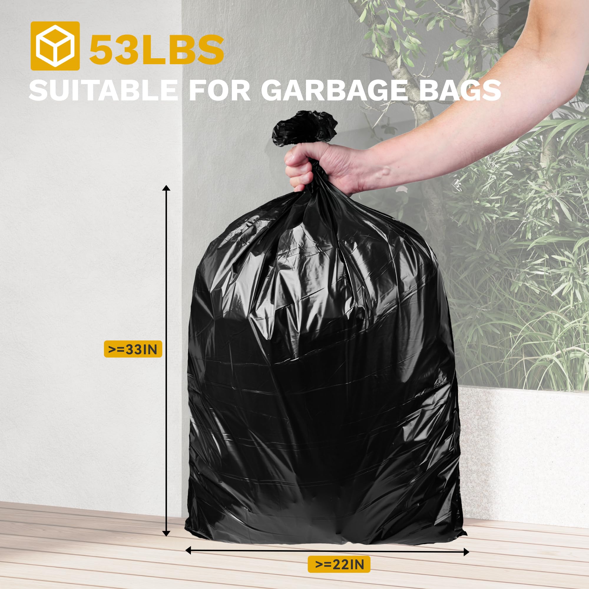 DWVO 66 Gallon Outdoor Trash Can with Lid - Waterproof Resin Double Bin Garbage Can with Drip Tray - Perfect for Patio, Deck, Backyard & Kitchen Waste Management - Black