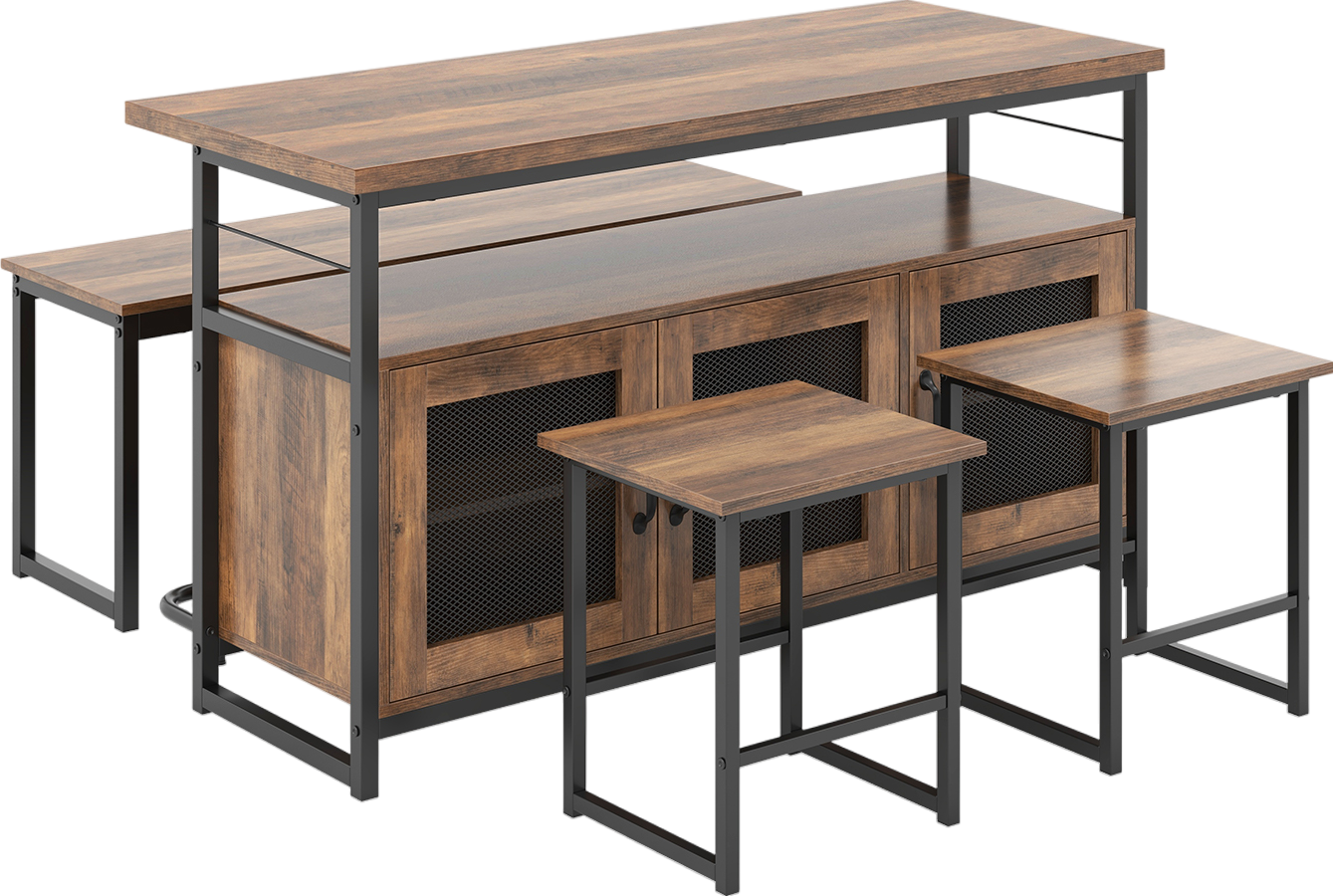 Costway 4-Piece Kitchen Dining Set with Bench and Storage - Modern Space-Saving Table & Chairs for Small Apartments, Breakfast Nooks, and Cozy Dining Areas