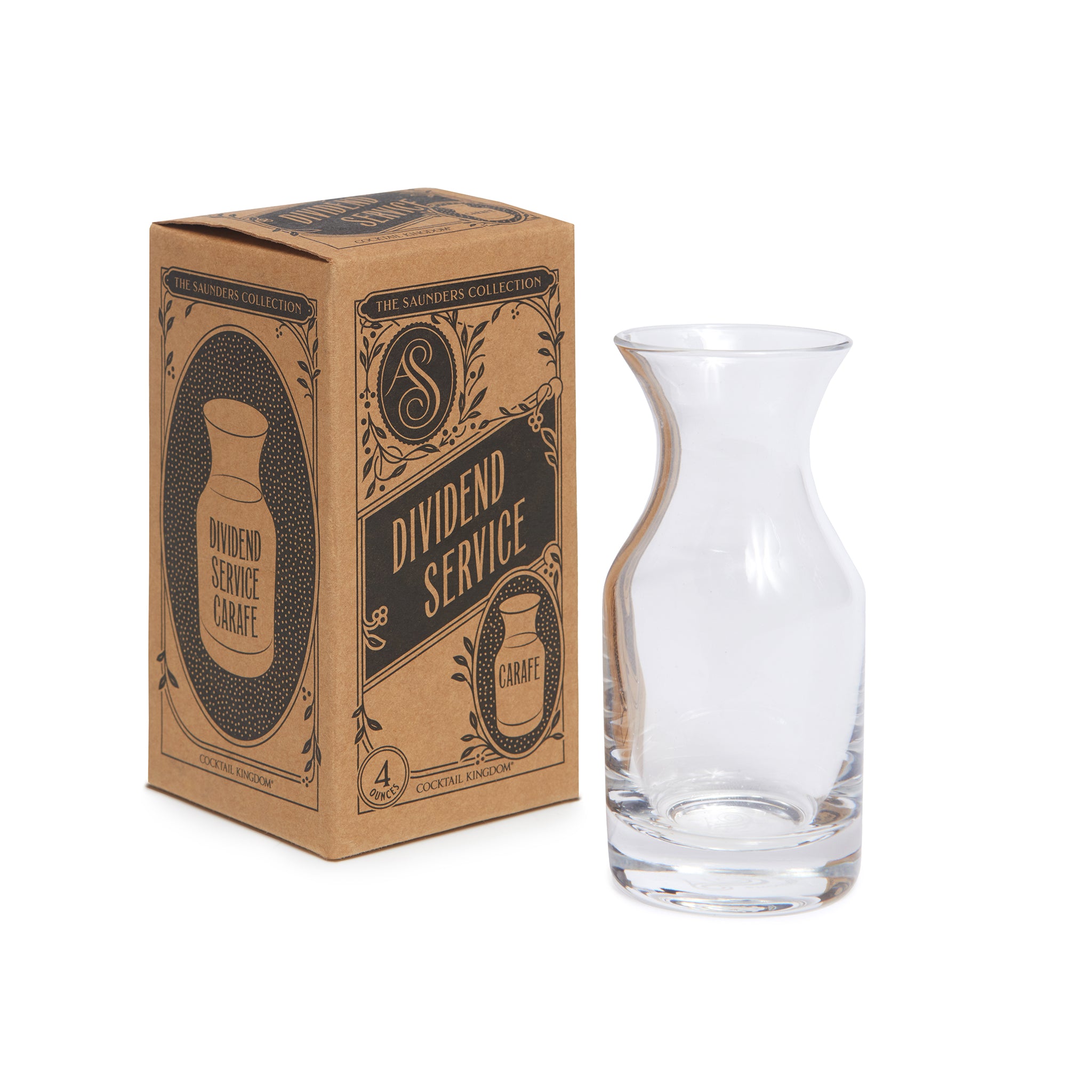 SAUNDERS DIVIDEND CARAFE - Hand Blown Glass Carafe 4oz (118ml) - Perfect for Wine, Water & Juice Serving - Elegant Glass Pitcher for Home & Restaurant Use