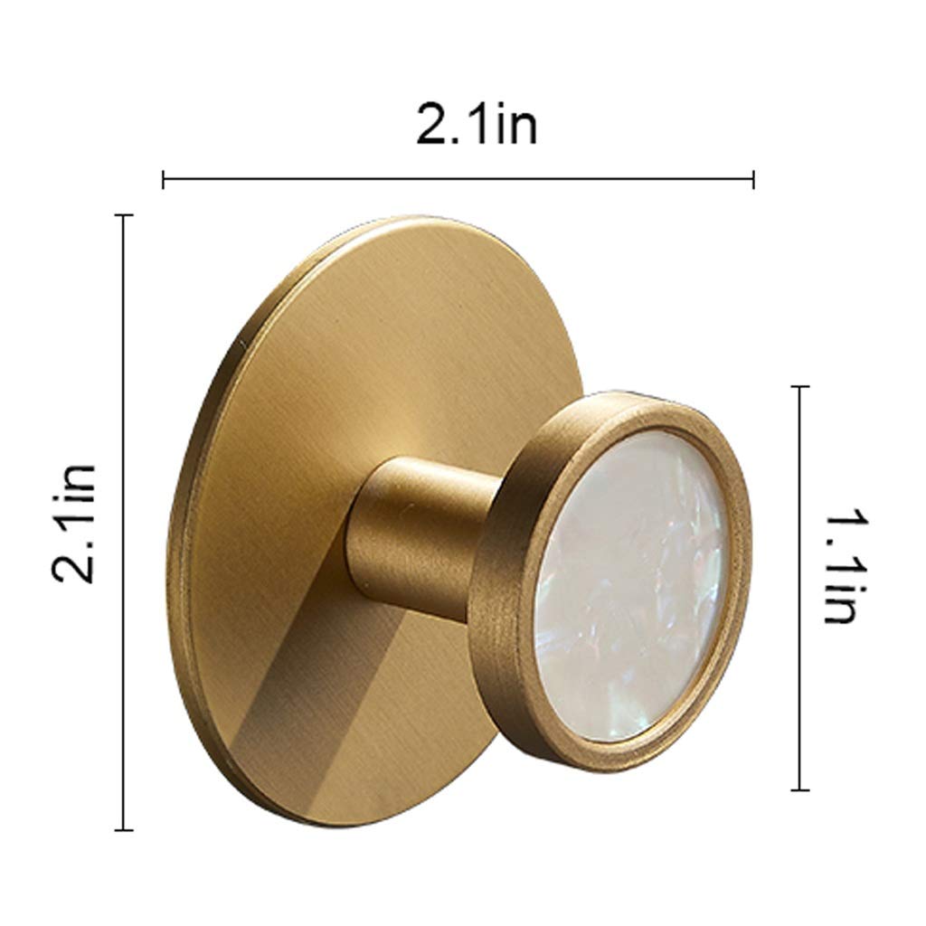 Premium Heavy Duty All-Copper Wall Hooks - 6 Stylish Coat Hooks for Jackets, Hats & Bags - Rustproof Door Mounted Clothes Hanger for Bedroom, Entryway & Bathroom Organization (Gold)
