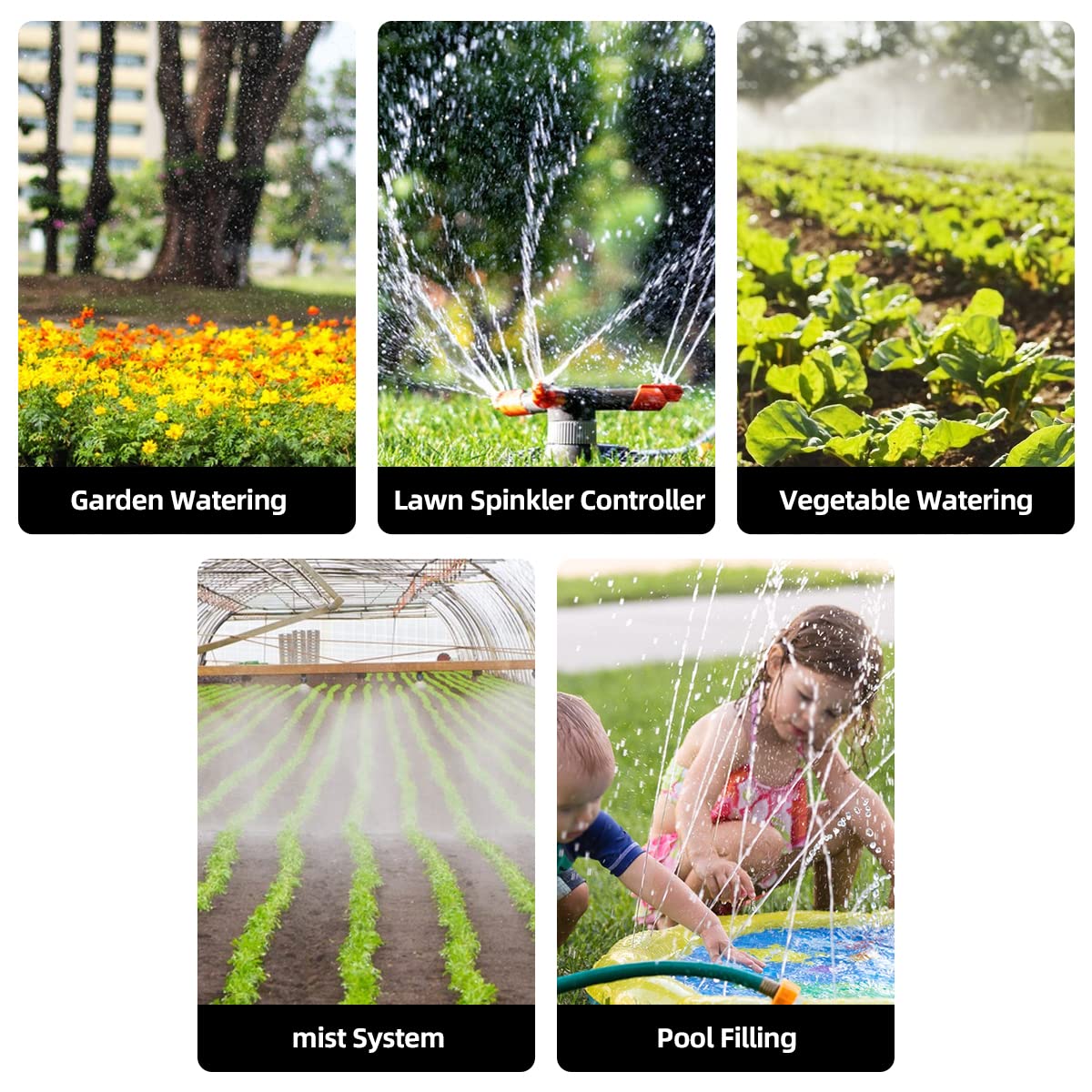 Water Timer Electronic Hose Sprinkler - No Water Pressure Required, Two Dial Garden Irrigation Controller for Lawns, Flower Beds & Vegetable Gardens