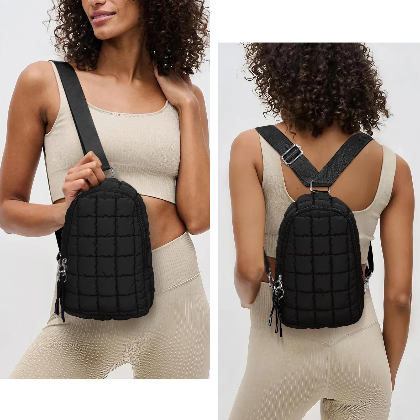 YFGBCX Quilted Puffer Sling Bag for Women - Crossbody Purse, Fanny Pack & Chest Bag | Stylish & Lightweight for Travel, Shopping & Daily Use