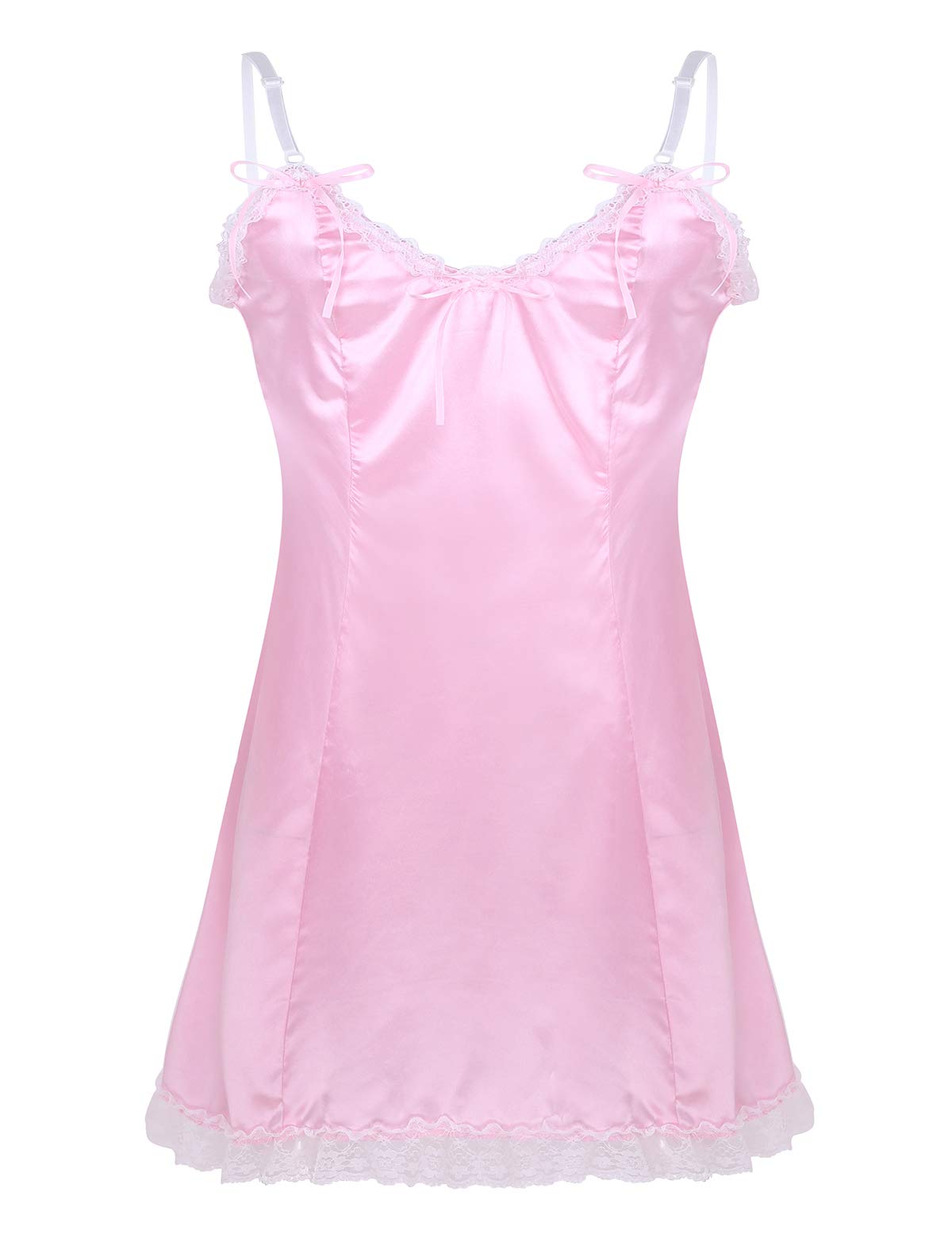 YiZYiF Men's Silky Satin Maid Dress - Cross Dressing Lingerie & Sleepwear for Adults - Perfect for Cosplay, Role Play, and Nightwear