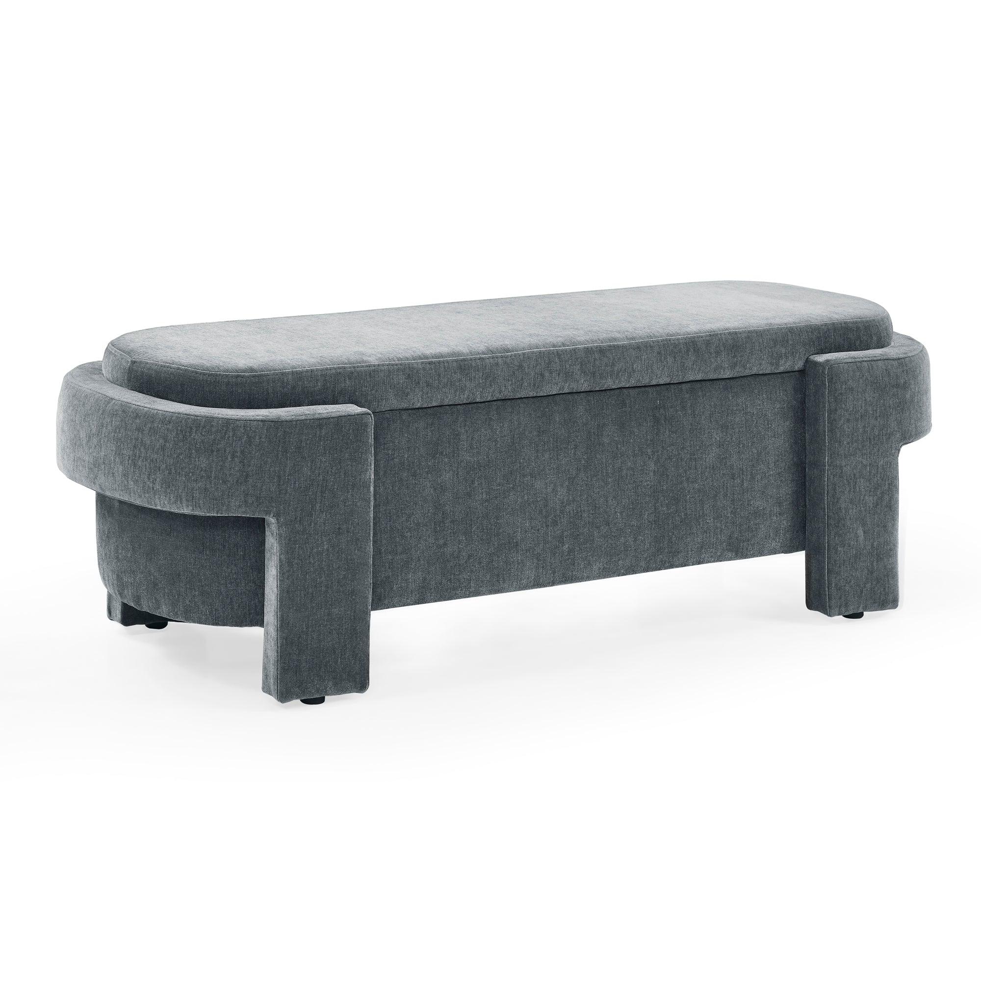 Chenille Upholstered Storage Bench with Large Capacity - 51.5