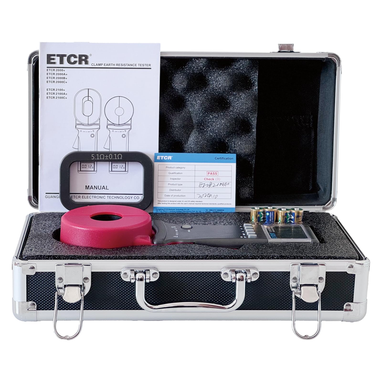 ETCR2100A+ Digital Clamp Ground Earth Resistance Tester Meter - 0.01 to 200Ω Range for Electrical Safety Testing, Industrial Maintenance & DIY Projects