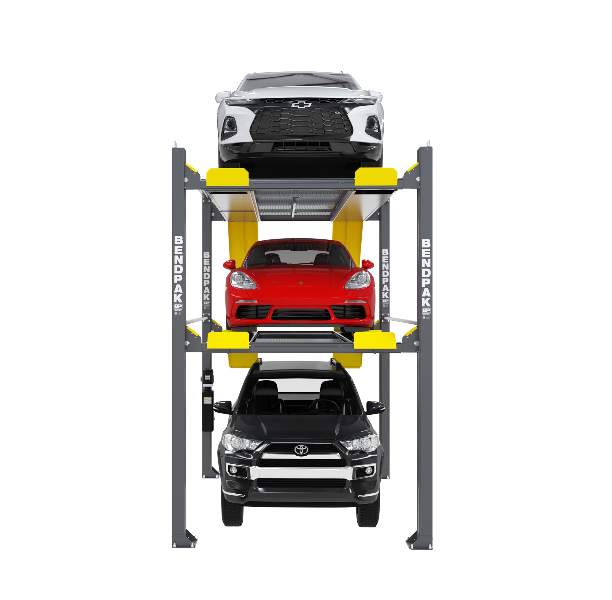 BendPak HD 973P 3-Post Tri-Level Car Lift for Auto Repair Shops & Garages - Heavy Duty Vehicle Parking Lift System for Cars, Trucks & SUVs - Perfect for Professional Mechanics & Home Garage Use