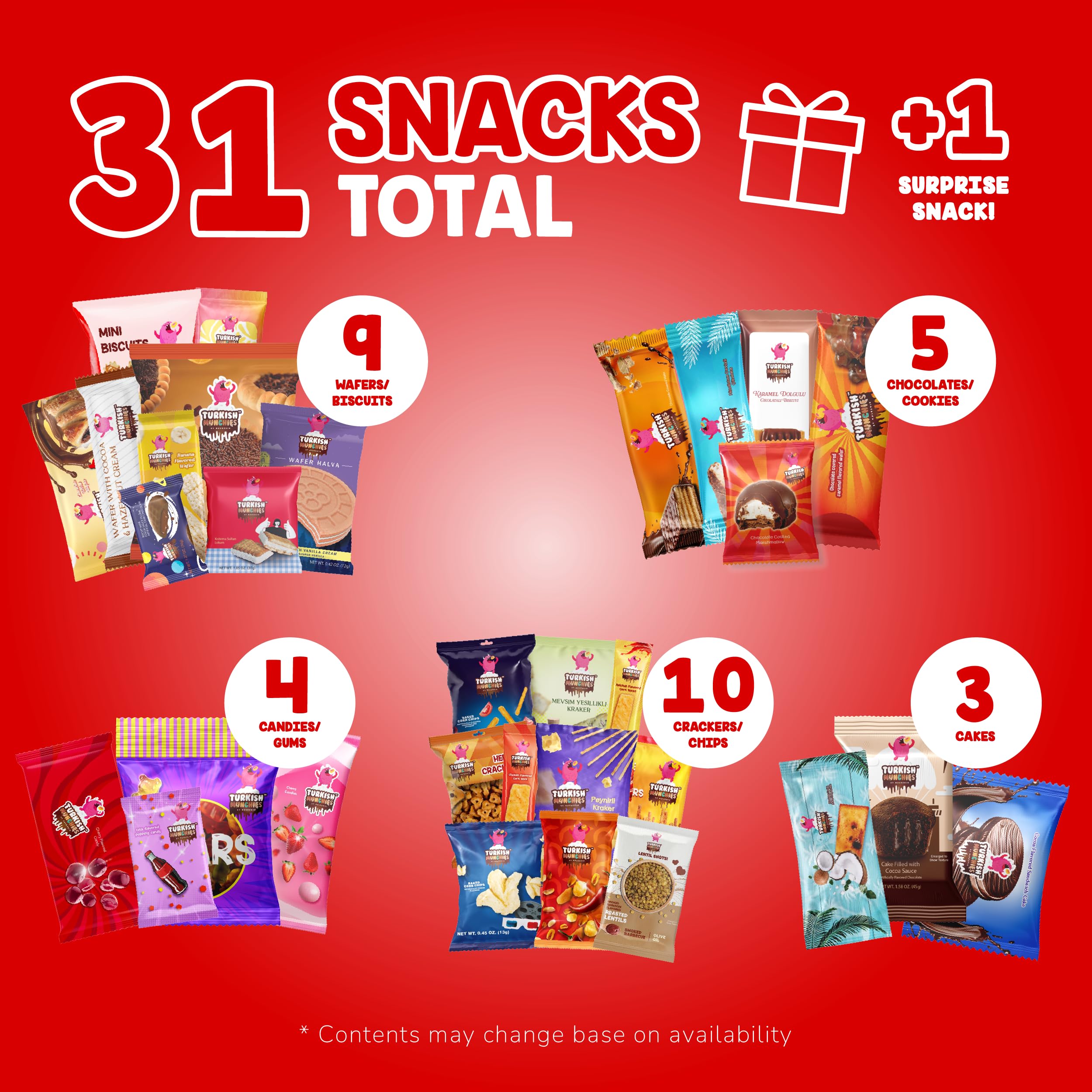 Premium International Snack Box - 32 Full-Size Exotic Snacks from Turkey & Worldwide | Unique Gourmet Candy & Food Gift Set | Perfect for Office Treats, Birthday Gifts & Cultural Food Exploration