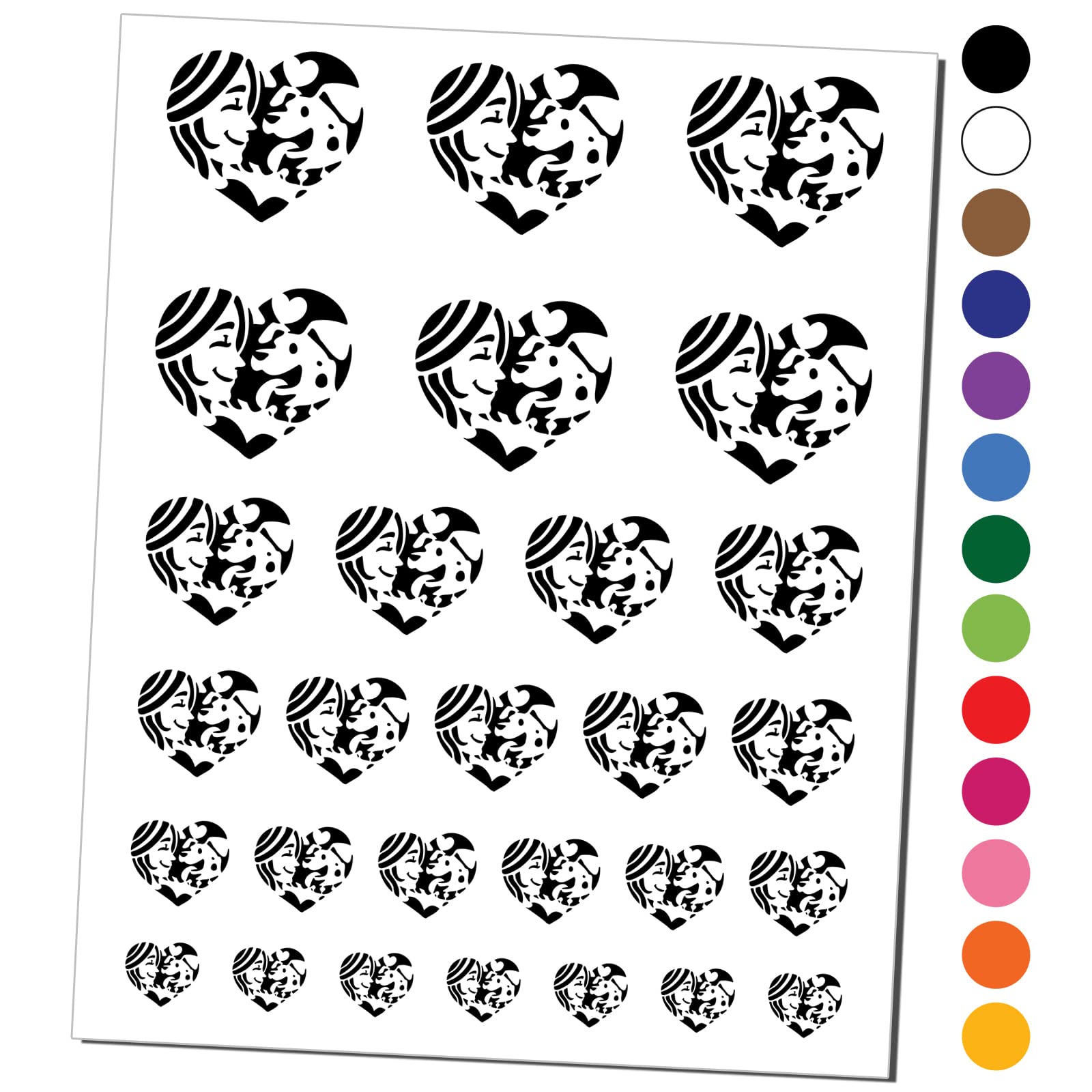 Waterproof Temporary Tattoos for Women - Heart Design with Puppy Dog Pet Art - Fake Body Tattoo Sticker Set (Black, 1 Sheet) - Perfect for Parties, Festivals, and Pet Lovers