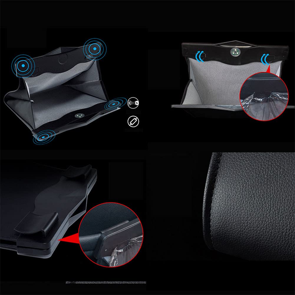 Foldable Waterproof Leather Car Trash Can - Hanging Portable Auto Trash Bag for Rear Seat Storage | Perfect for Road Trips, Commuting & Keeping Your Car Clean