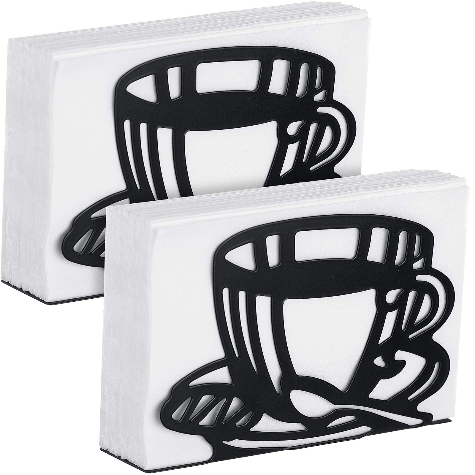 Stainless Steel Napkin Holder for Coffee Cups - 2 Pack, Modern Table Napkin Holder for Dining Room, Kitchen & Living Room Decor - Perfect for Restaurants, Cafes & Home Use