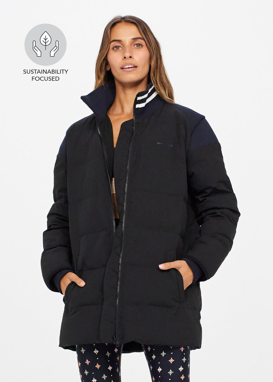 Alpes Longline Jacket for Men - Waterproof Windbreaker Outdoor Coat with Hood - Black Winter Jacket for Hiking, Camping & Urban Style