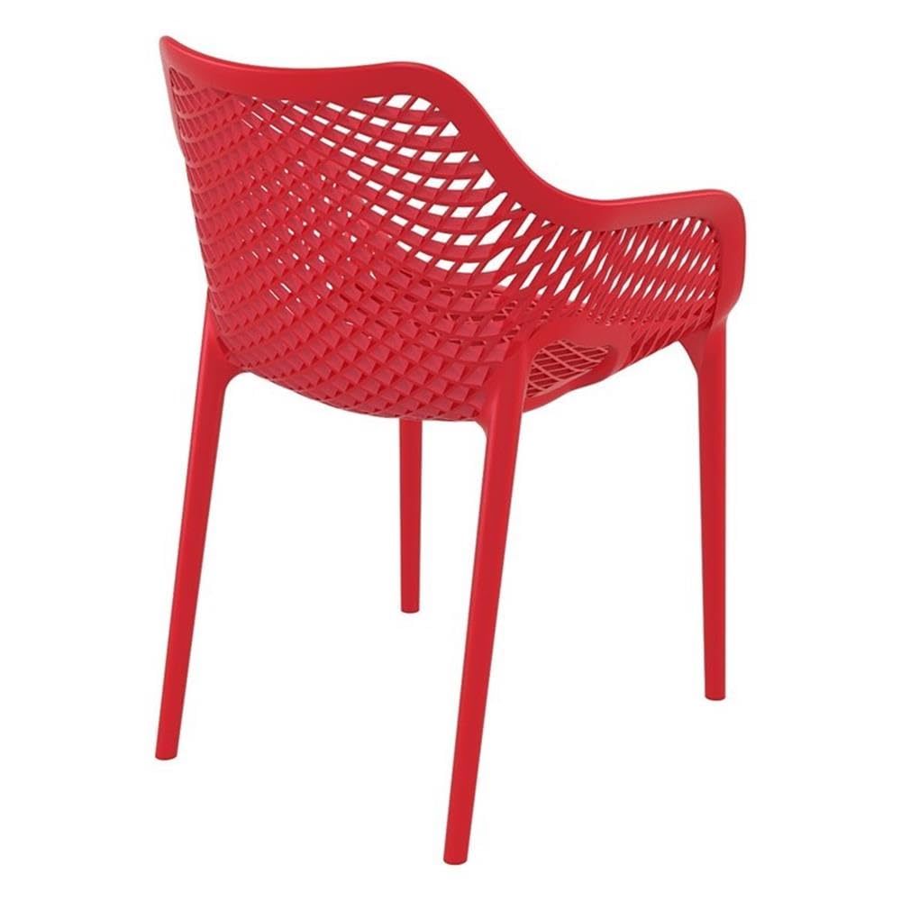 Compamia Air XL Outdoor Patio Dining Arm Chair - Weather-Resistant Red Plastic Chairs (Set of 2) for Backyard, Garden, Poolside & Restaurant Use