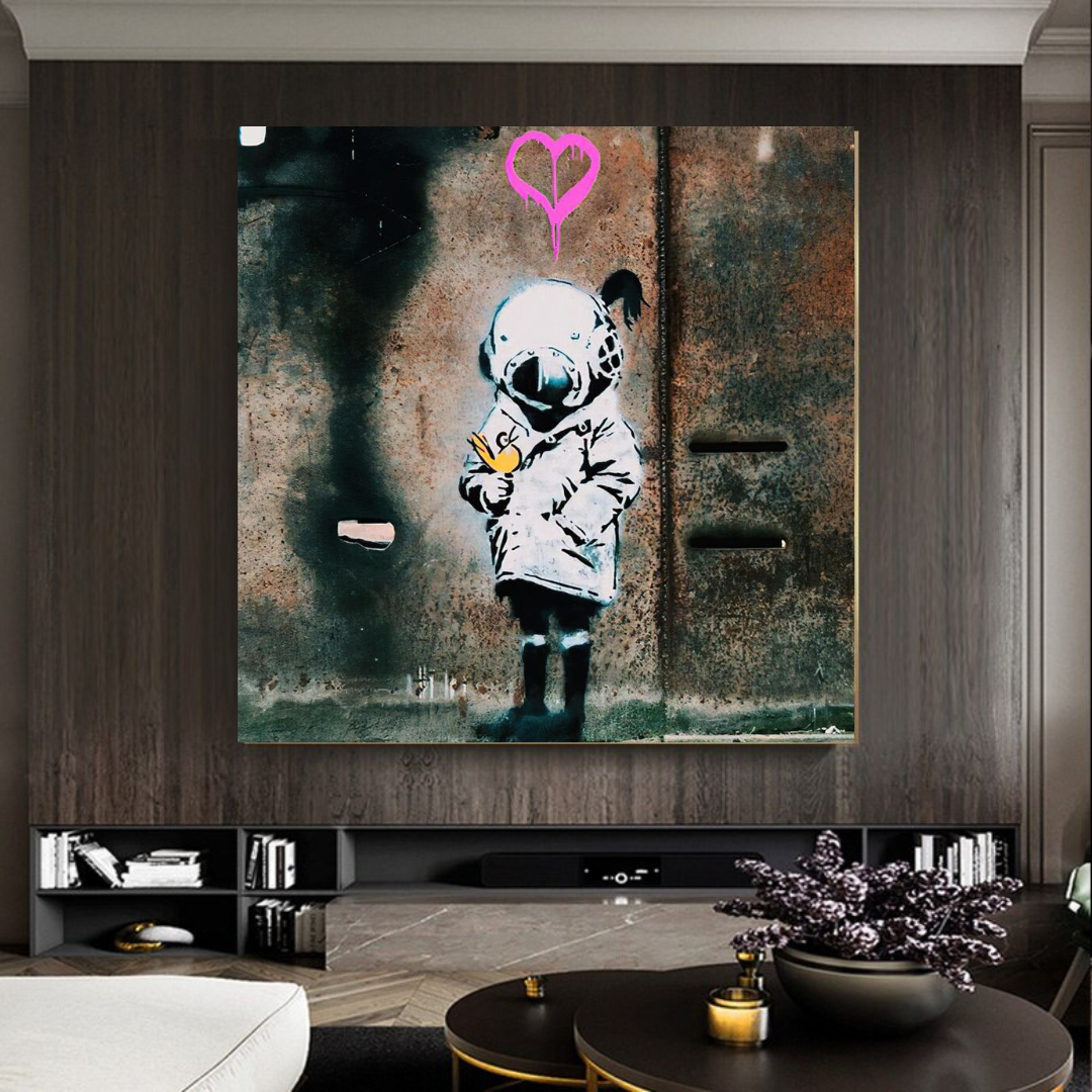 Banksy Space Girl and Bird Wall Art - Stunning Canvas Print for Home & Office Decor | Perfect for Living Room, Bedroom, and Gift Giving