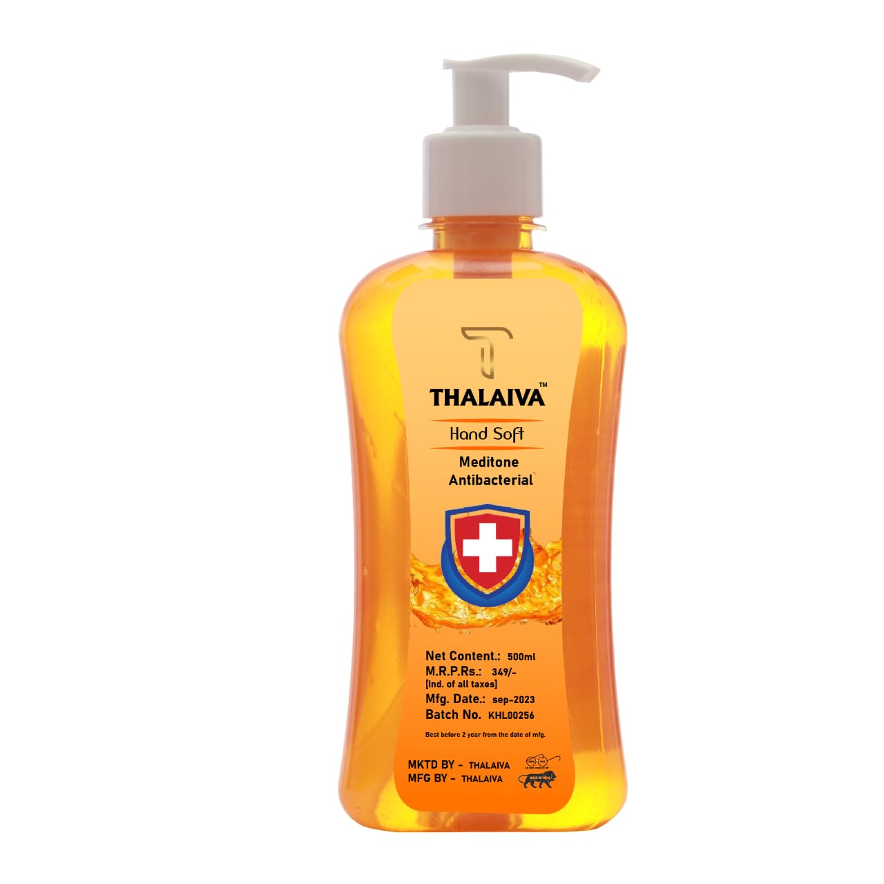 THALAIVA Antibacterial Hand Wash Liquid 500ml | 99.99% Germ Protection | Moisturizing & Refreshing Luxury Hand Soap for Home, Kitchen & Bathroom | Pack of 1 | Gentle on Skin | Ideal for Daily Use & Family Hygiene