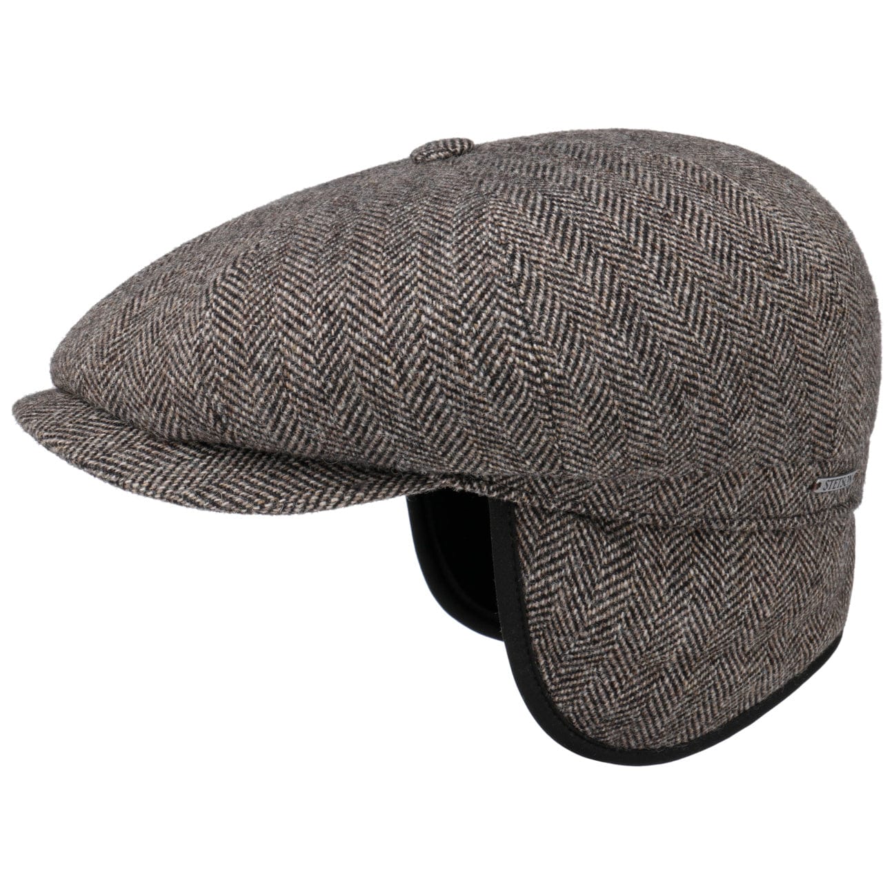 Stetson Hatteras Classic Herringbone Ear Flaps Newsboy Cap - Vintage Style Winter Hat for Men & Women | Perfect for Outdoor Activities, Cold Weather, and Fashion Accessories