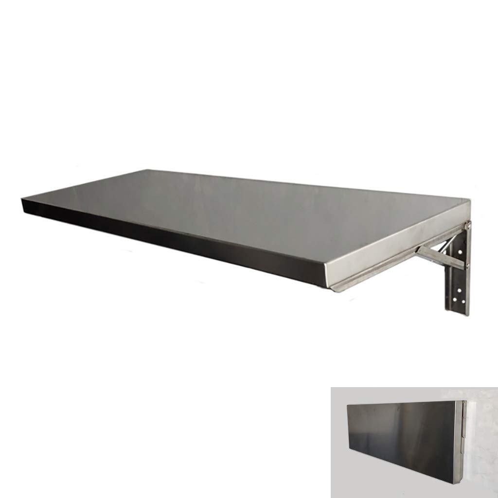 Space Saving Stainless Steel Wall Mounted Drop Leaf Table - Foldable Laptop Desk for Home Office, Study, Bedroom, Bathroom & Balcony | Perfect Compact Workstation for Small Spaces & Apartments