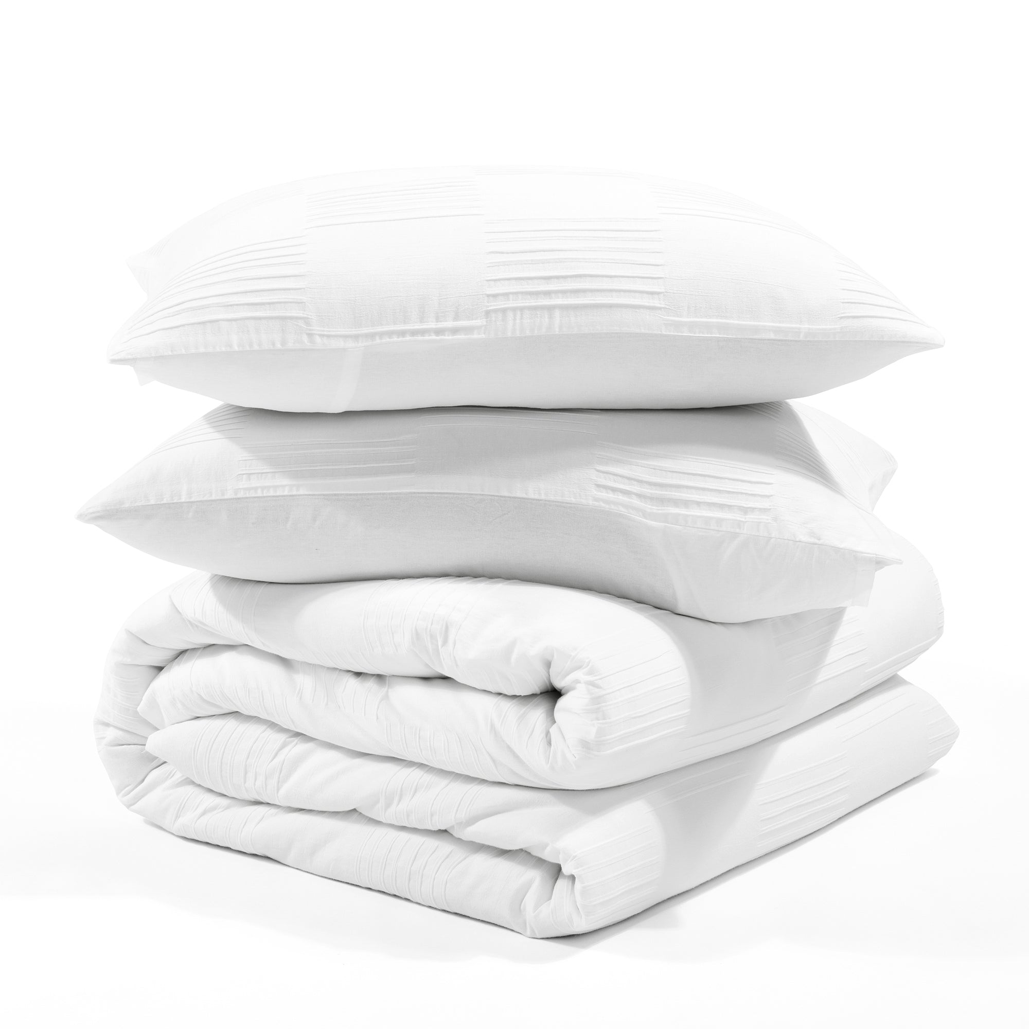 Sorano Chambray Textured Jacquard Cotton Duvet Cover 3 Piece Set - Soft Breathable Bedding Set for Queen/King Size - Perfect for Modern Bedroom, Guest Room & Hotel Decor