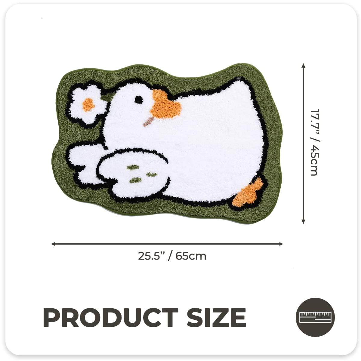 Fluffy Goose Bath Rug - Non-Slip Washable Floor Mat for Bathroom & Bedroom - Soft Plush Water Absorbent Bath Mat (17.7