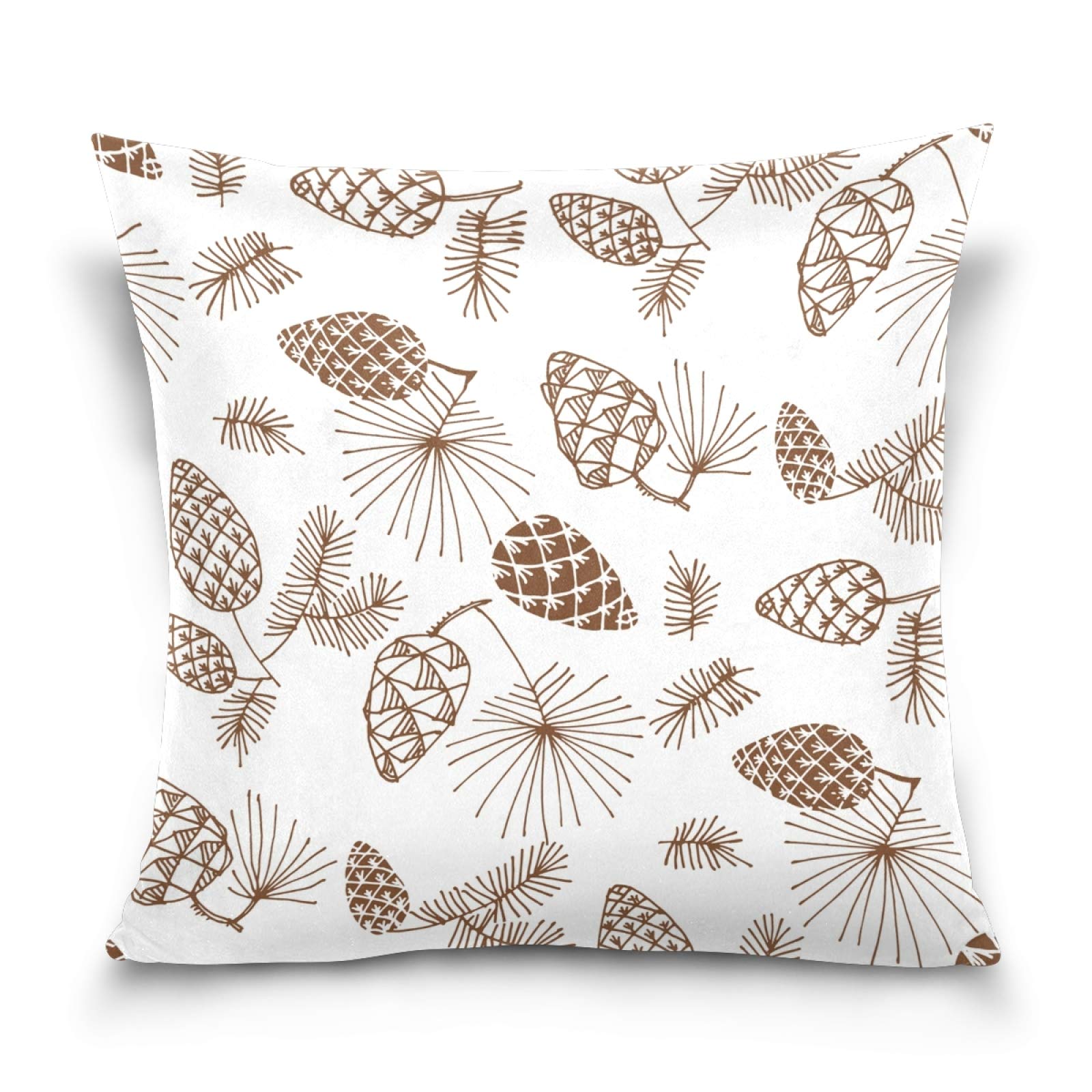 Blueangle 16x16 Inch Square Pinecone Decorative Throw Pillow Covers - Soft Cushion Cases for Sofa, Couch, Bed & Home Decor - Perfect for Farmhouse, Living Room & Seasonal Decorating