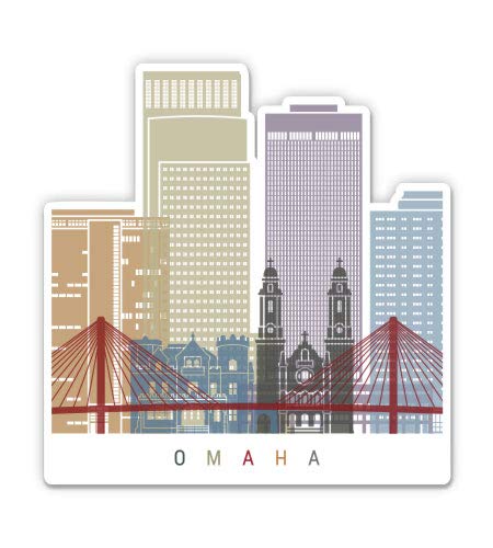 Squiddy Omaha Nebraska Vinyl Sticker Decal - 3 Inch Waterproof Decals for Phone, Laptop, Water Bottle, Notebook, Car - Perfect for Personalizing Tech Accessories & Travel Gear