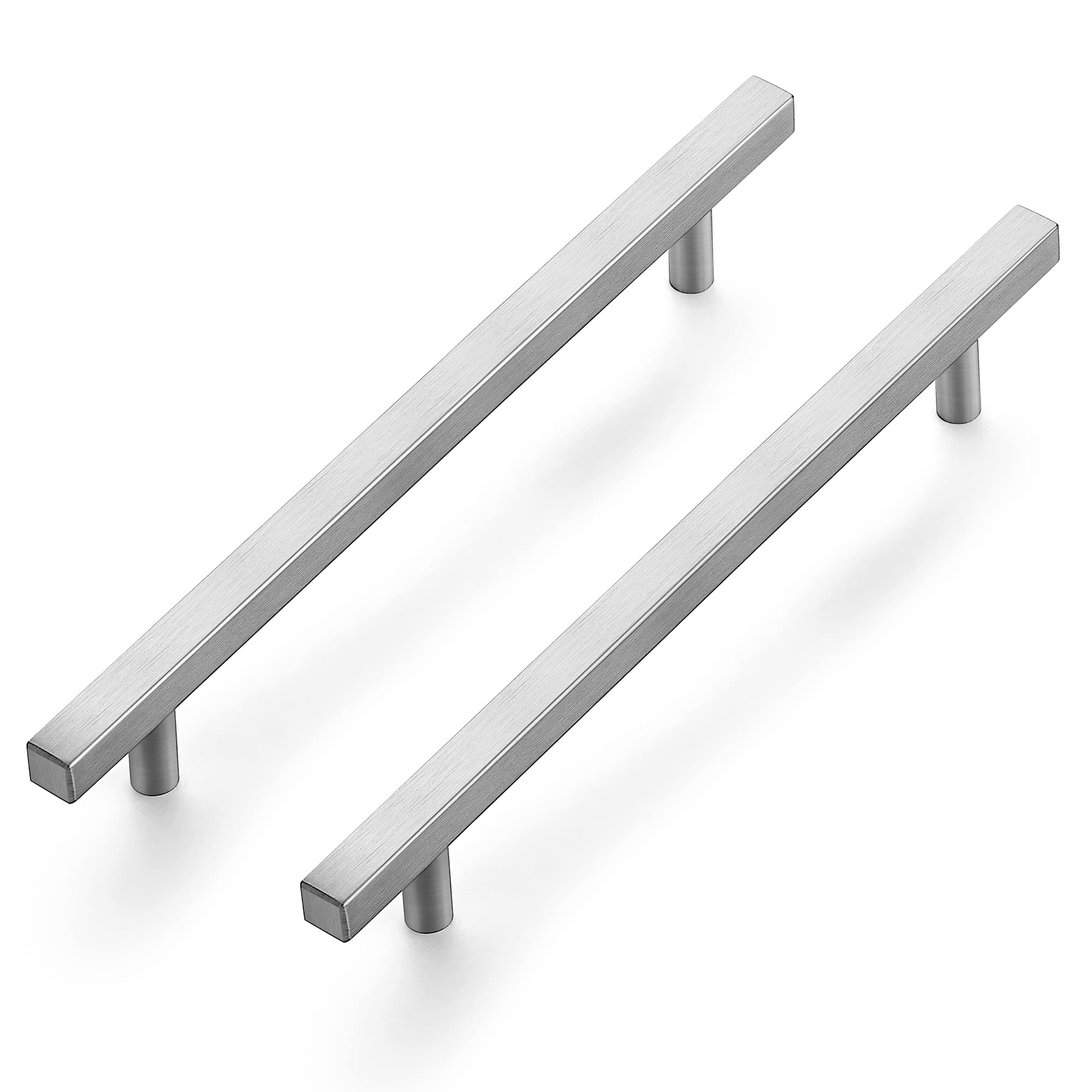 Ravinte 5 Pack 10 Inch Square Cabinet Pulls Brushed Nickel - Stainless Steel Kitchen Cabinet Handles for Cupboard Dresser Drawers - 10