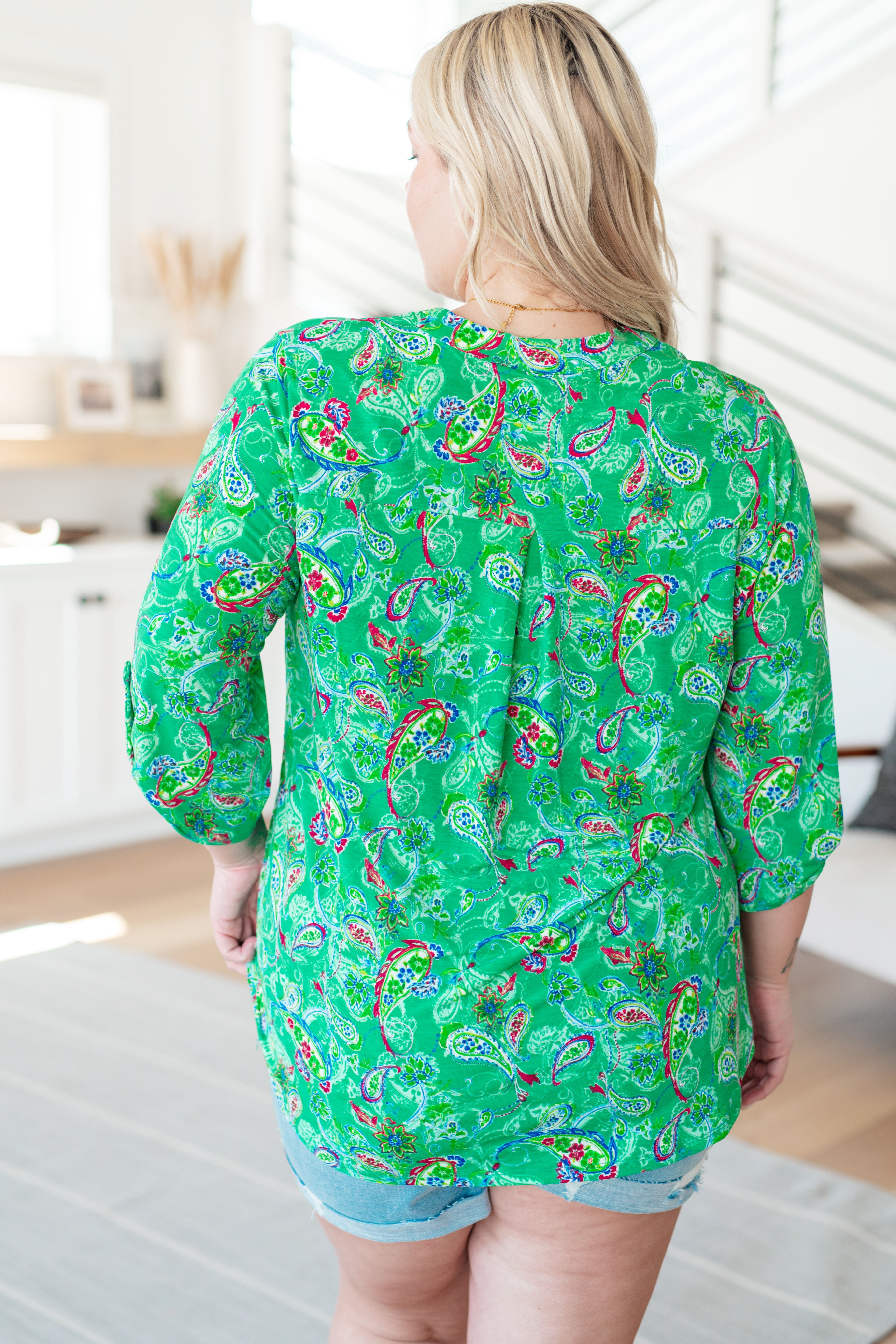 Lizzy Top - Stylish Emerald & Magenta Paisley Print Women's Blouse | Perfect for Casual Outings, Parties & Office Wear