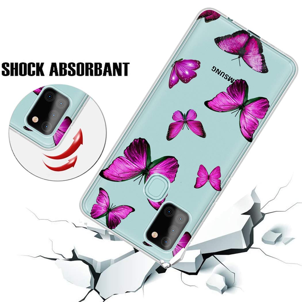 Samsung Galaxy A21S Phone Case - Cute Clear Slim Shockproof TPU Protective Cover with Butterfly Pattern for Women & Girls | Perfect for Everyday Use, Work, and Travel
