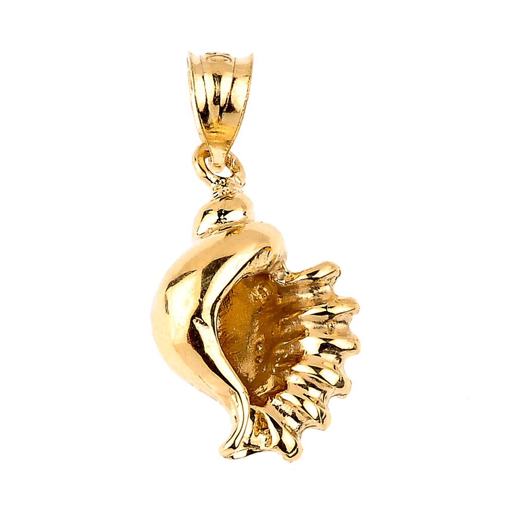 10k Gold Seashell Pendant Necklace - Elegant Beach Jewelry Gift