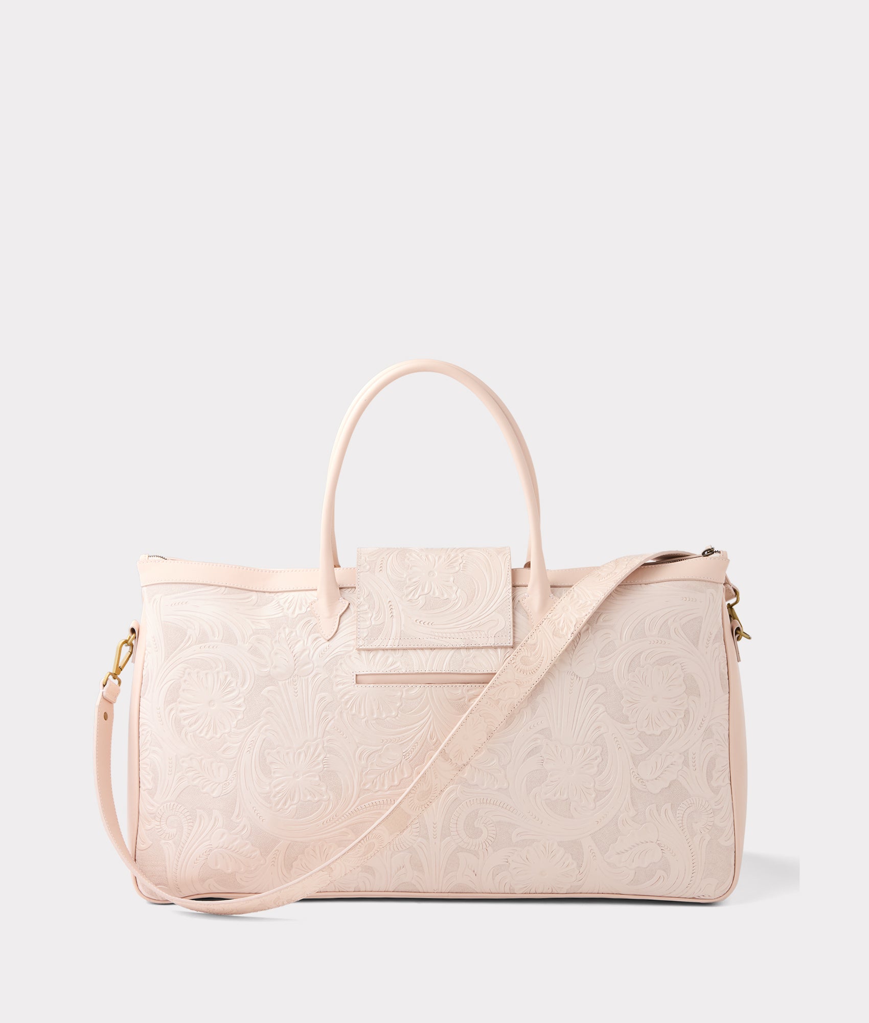 Premium Leather Weekender Bag for Women - Stylish Blush Pink Travel Duffel with Spacious Interior | Perfect for Weekend Getaways, Gym, and Business Trips