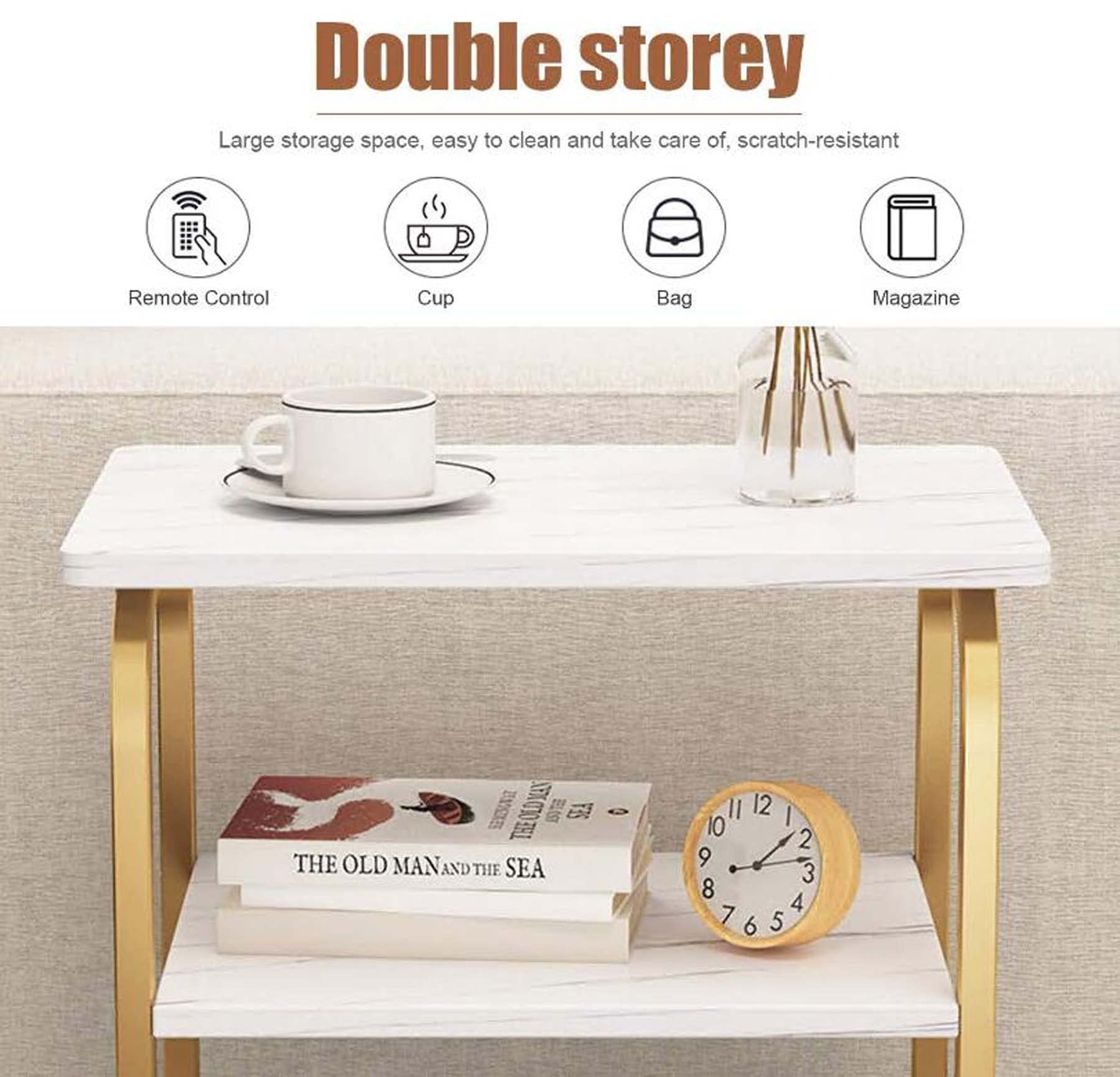 3-Tier Rustic Metal Nightstand with Storage Shelf - Easy Assembly Steel End Table for Bedroom, Living Room, Office - Perfect as Bedside Table, Entryway Accent or Small Tea Table