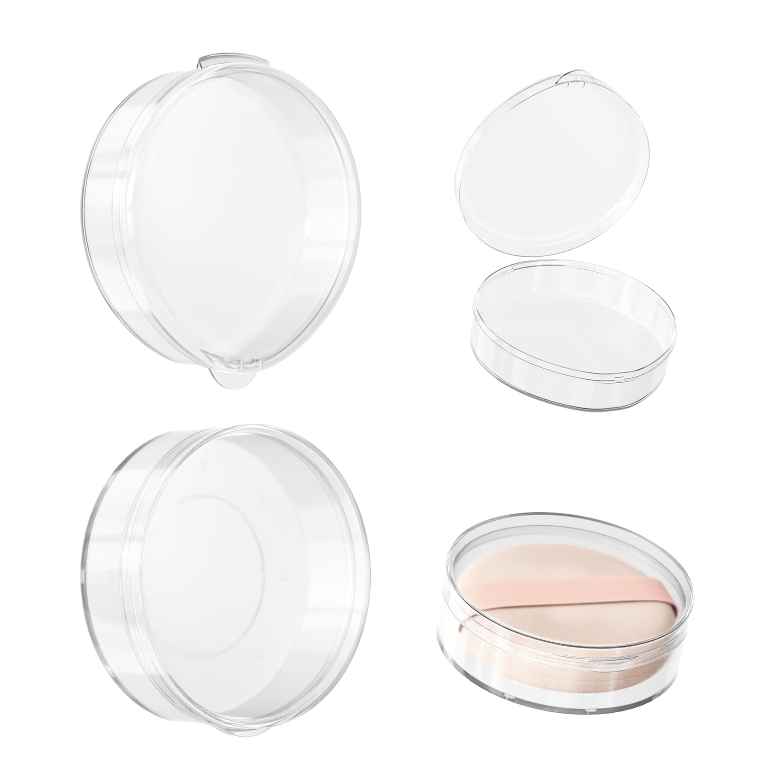 2-Piece Round & Teardrop Powder Puff Travel Case Set - Protective Makeup Puff Container for Beauty Blenders & Sponges - Perfect for Travel, Gym & On-the-Go Touch Ups (Powder Puffs Not Included)