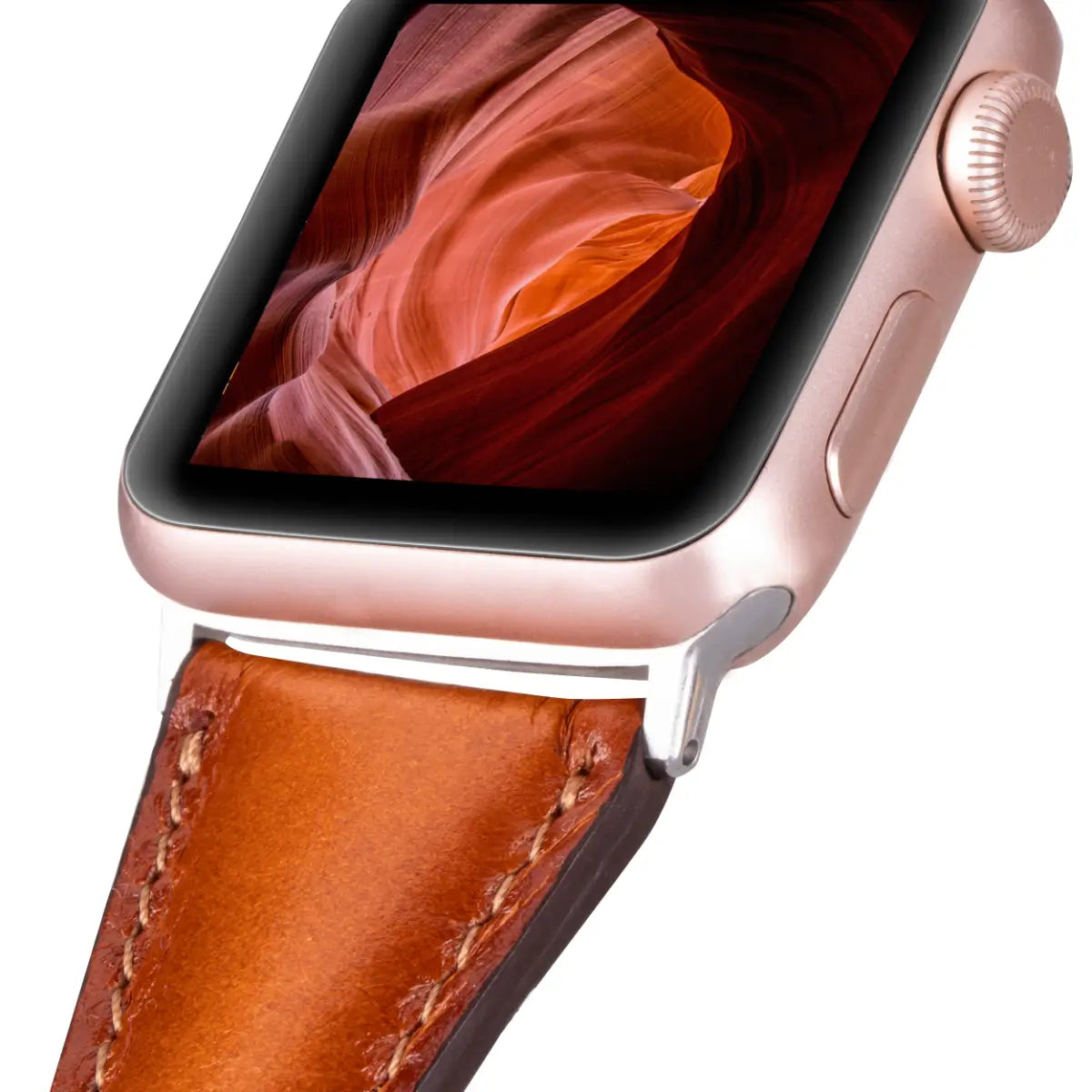 Premium Burnished Tan Leather Slim Apple Watch Band - Stylish & Comfortable for Everyday Wear, Workouts & Business Meetings