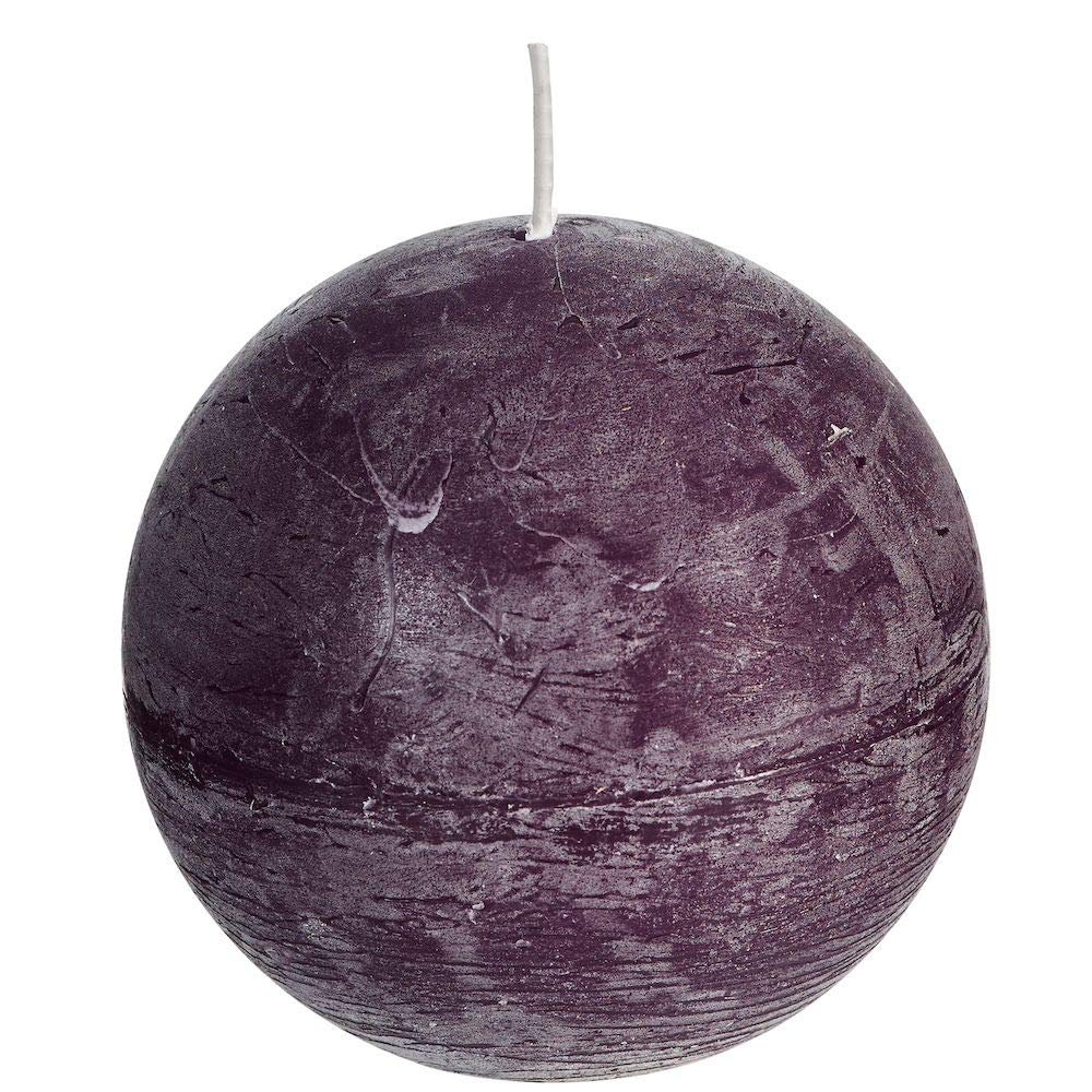 6 Pack Rustic Unscented Ball Candles - 100mm Diameter x Height, Paraffin Wax in Aubergine Color for Wedding Centerpieces, Table Decorations & Romantic Ambiance
