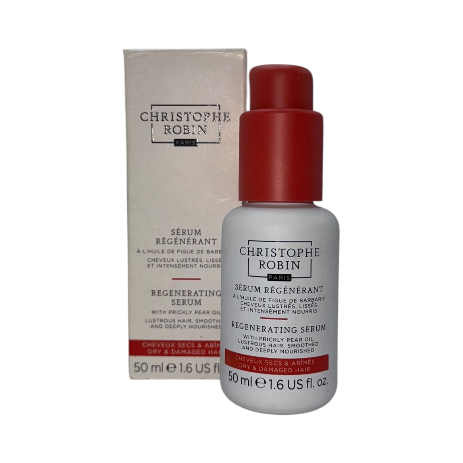 Christophe Robin Regenerating Hair Serum 1.6 oz - Repairing Treatment for Damaged & Dry Hair - Perfect for Daily Hair Care Routine & Salon-Quality Results at Home