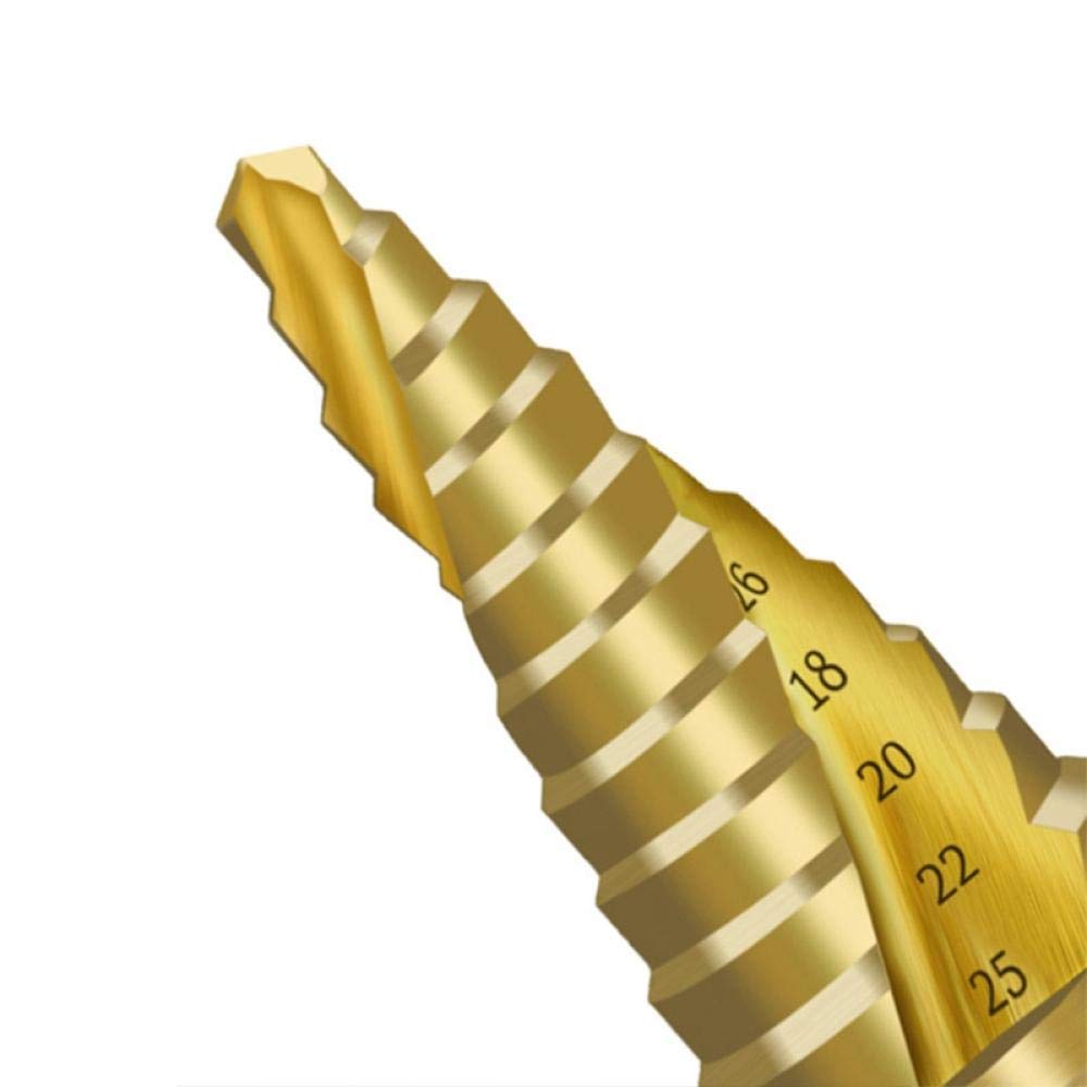 6-25mm Titanium Coated HSS Step Cone Drill Bit with Hex Shank - Perfect for Wood, Metal & Plastic Drilling Projects