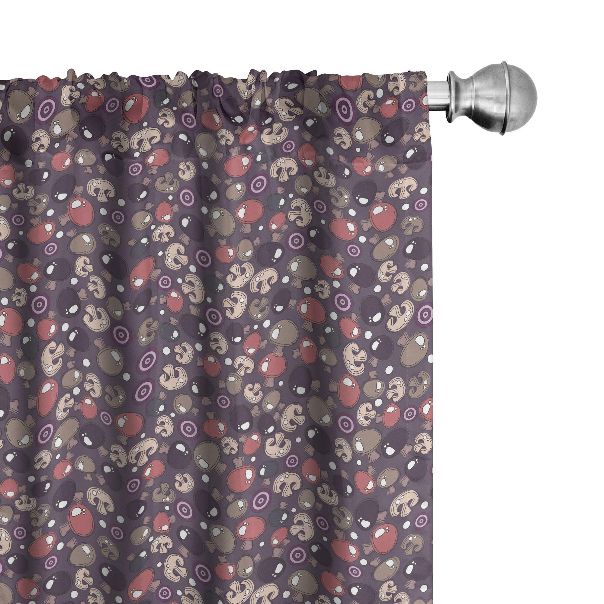 Ambesonne Vegetable Print Curtains - 2 Panel Set with Mushroom & Onion Ring Food Art (28x84 inches) for Kitchen, Living Room & Bedroom | Colorful Gardening Decor Window Treatments | Perfect for Farmhouse, Cottage & Boho Style Homes