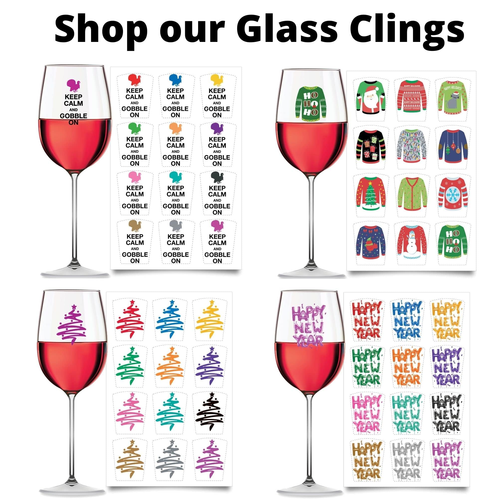 12-Piece Halloween Drink Markers - Reusable Static Cling Sticker Decals (Witches Brew) for Party Cups, Wine Glasses & Beverage Labeling