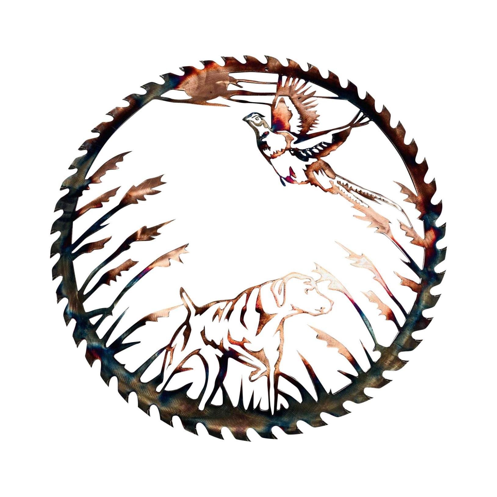 Owill-home Solo Mallard Hunting & Trout Fishing Scene Metal Wall Art - Handcrafted Indoor Outdoor Wall Decor for Home, Office, Cabin & Man Cave - Rustic Wildlife Wall Sculpture for Hunting Lodge & Fishing Enthusiasts