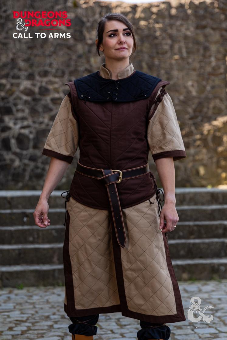Dungeons & Dragons Fighter Costume Set - Medieval Hemp & Brown LARP Outfit for Cosplay, Renaissance Fairs & Fantasy Roleplaying