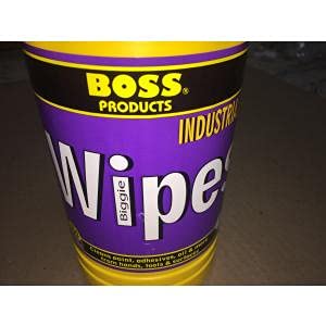 BOSS 89200 Industrial Cleaning Hand Wipes - 100 Count | Heavy-Duty Disposable Shop Towels for Garages, Workshops & Factories | Oil, Grease & Dirt Removal | Multi-Purpose Cleaning Cloths