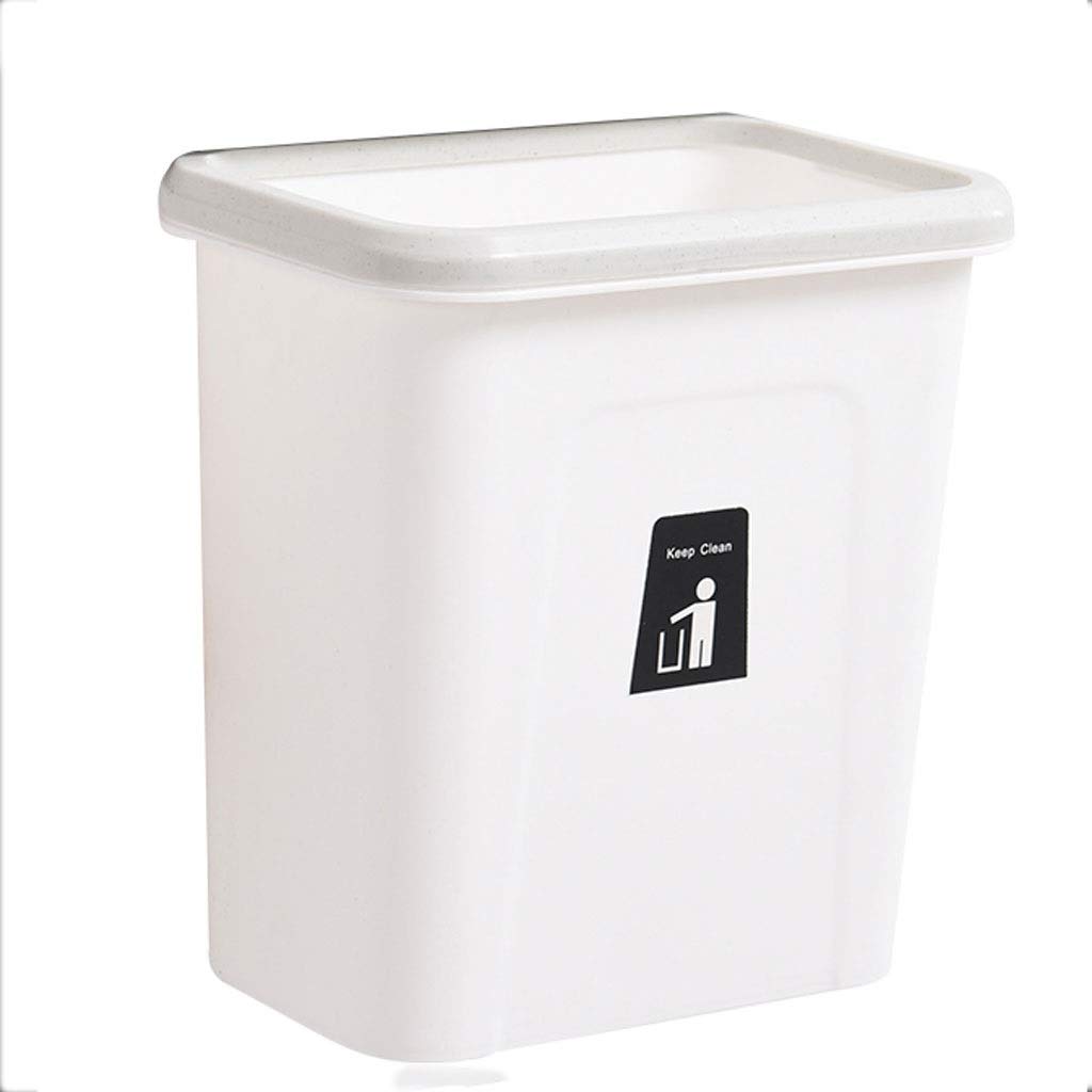 Aveo Wall Mounted Trash Can with Lid - 8L/2.1 Gallon Kitchen Waste Bin, Durable Plastic Garbage Can for Home, Office, Bathroom - Space Saving White Mountable Trash Bin (Size B) - Perfect for Small Spaces, Under Sink, RVs & Apartments