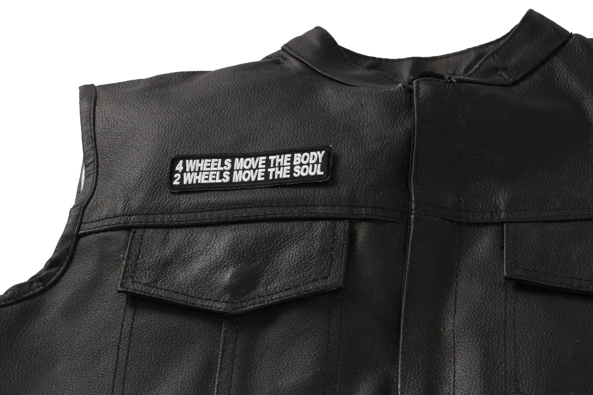 4 Wheels Move The Body 2 Wheels Move The Soul Iron On Biker Patch - Motorcycle Enthusiast Saying Embroidered Patch for Jackets, Vests & Bags - Perfect for Biker Gifts & Motorcycle Accessories